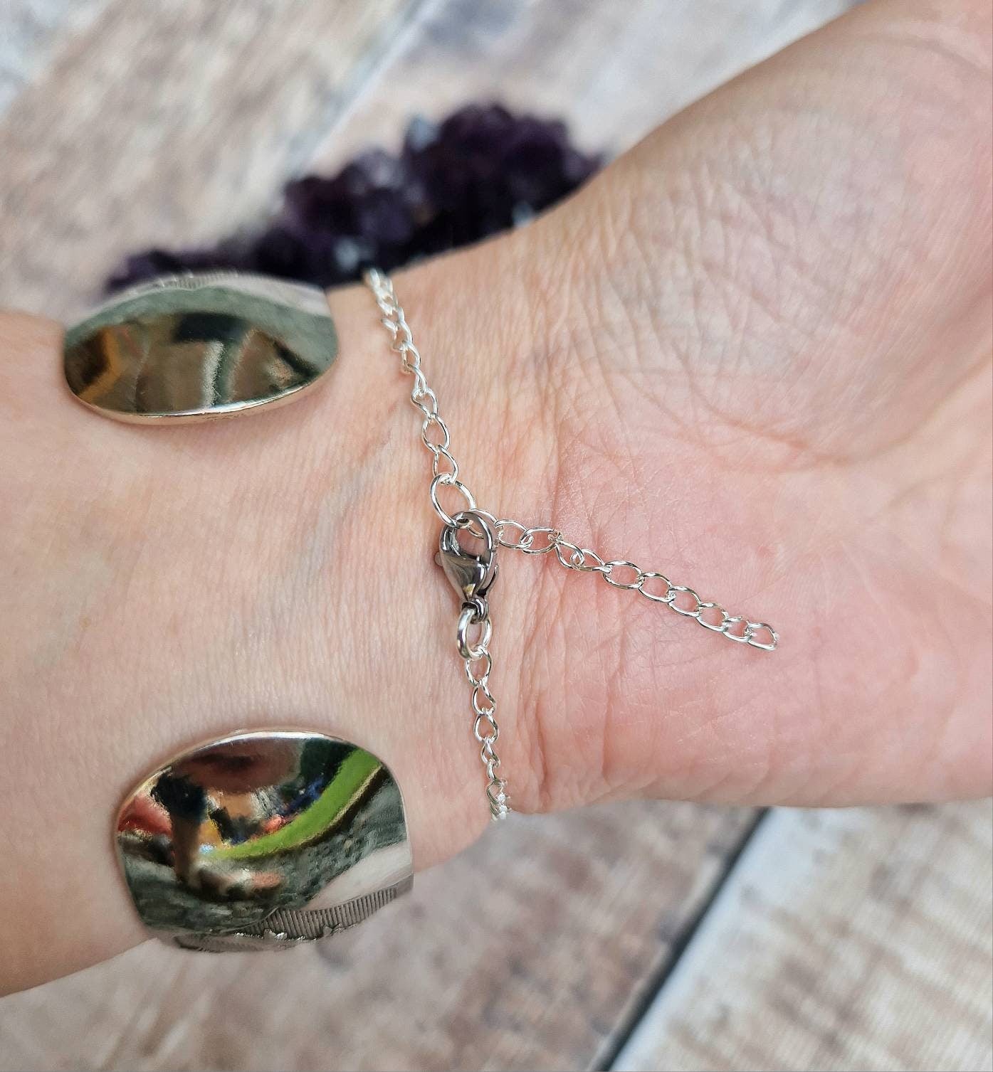 Beautiful blue lace agate chain bracelet