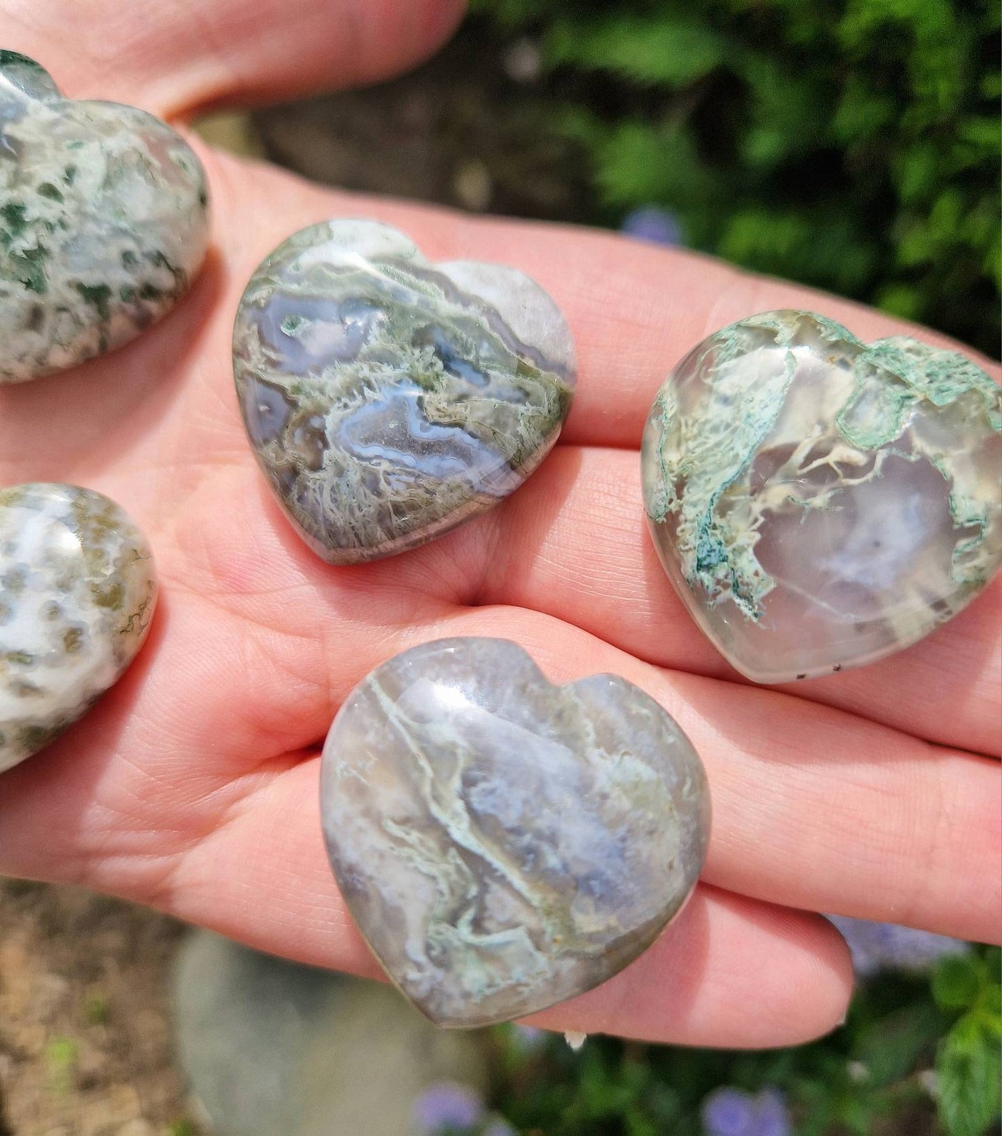 Beautiful mini moss agate heart 30mm