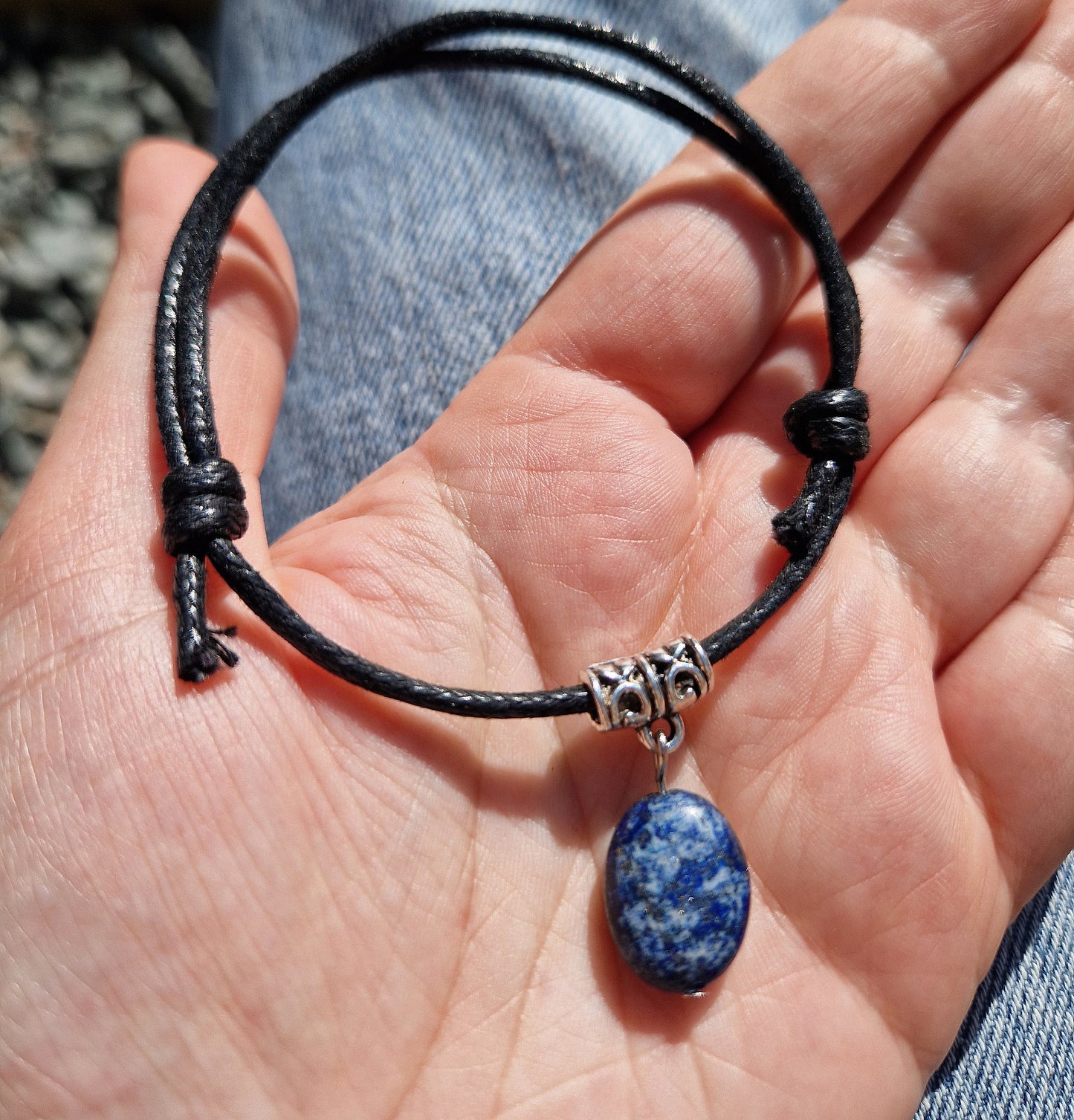 Beautiful lapis lazuli cord anklet