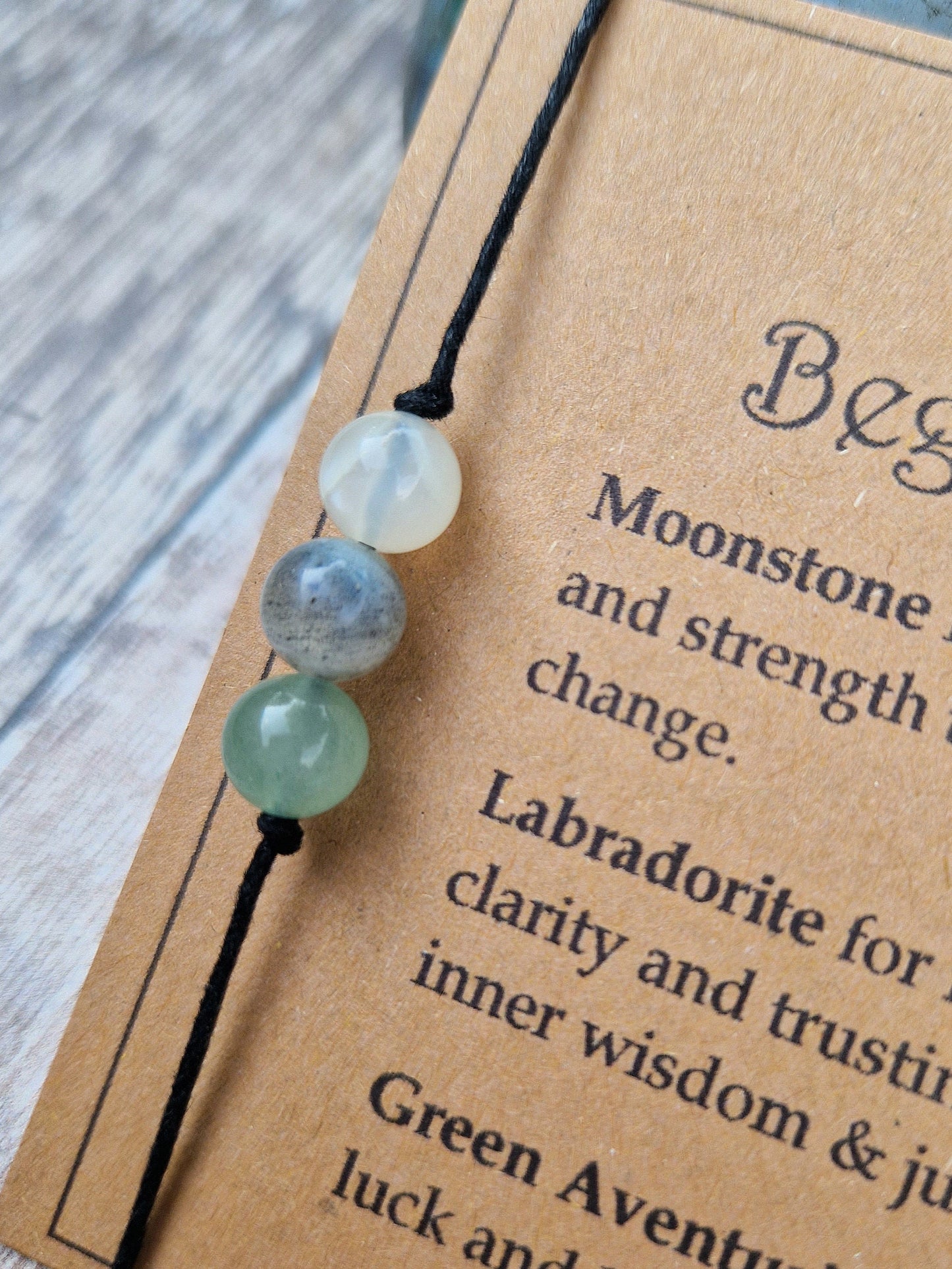 NEW BEGININGS crystal cord bracelet / anklet or keyring and wish bottle set