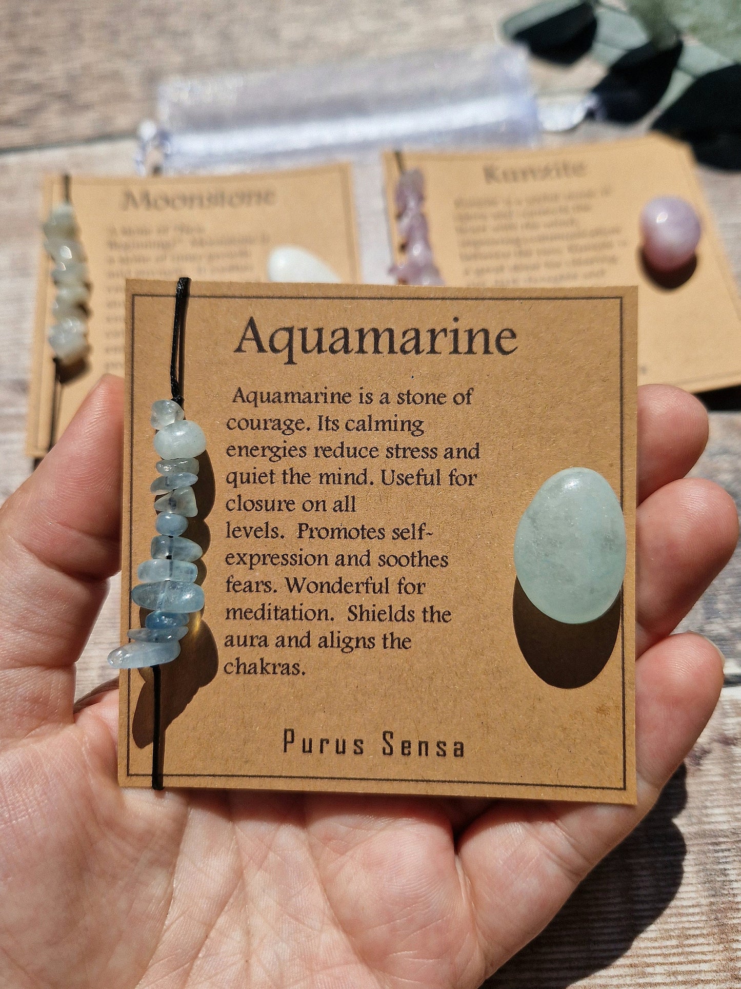 Kunzite, Aquamarine or Moonstone Bracelet with matching tumble stone set.