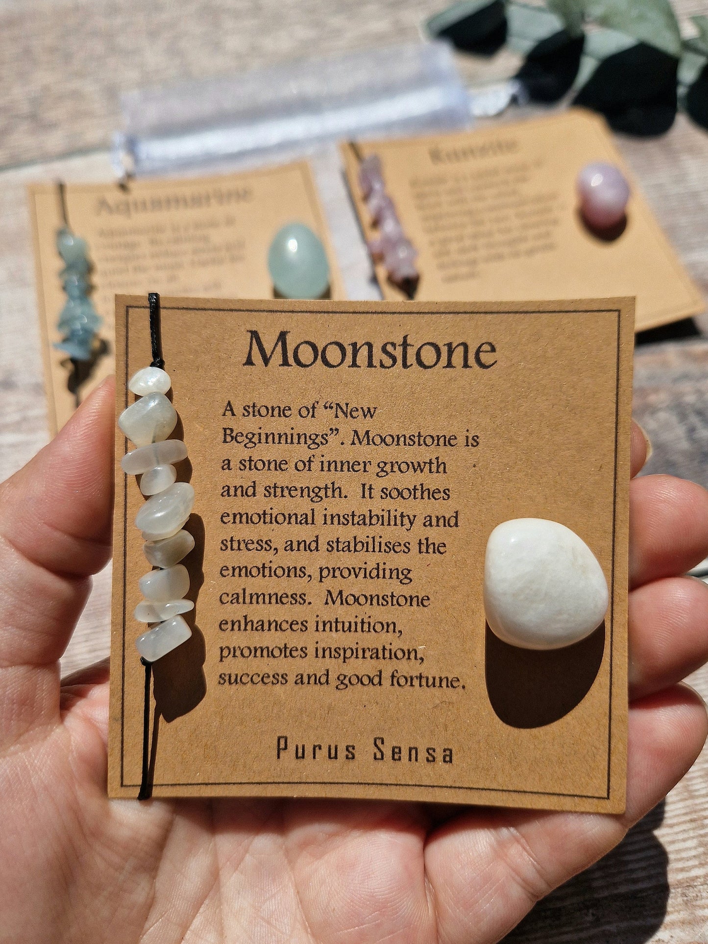 Kunzite, Aquamarine or Moonstone Bracelet with matching tumble stone set.
