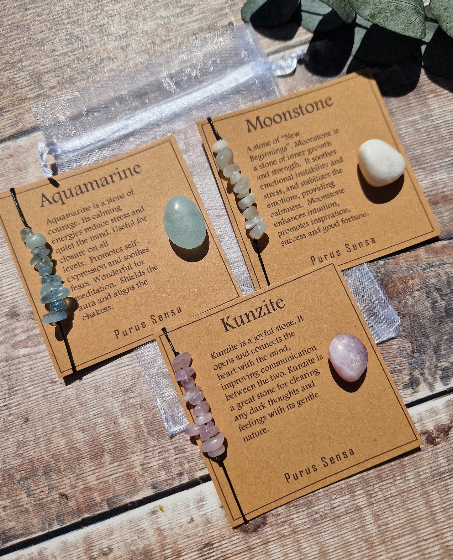 Kunzite, Aquamarine or Moonstone Bracelet with matching tumble stone set.