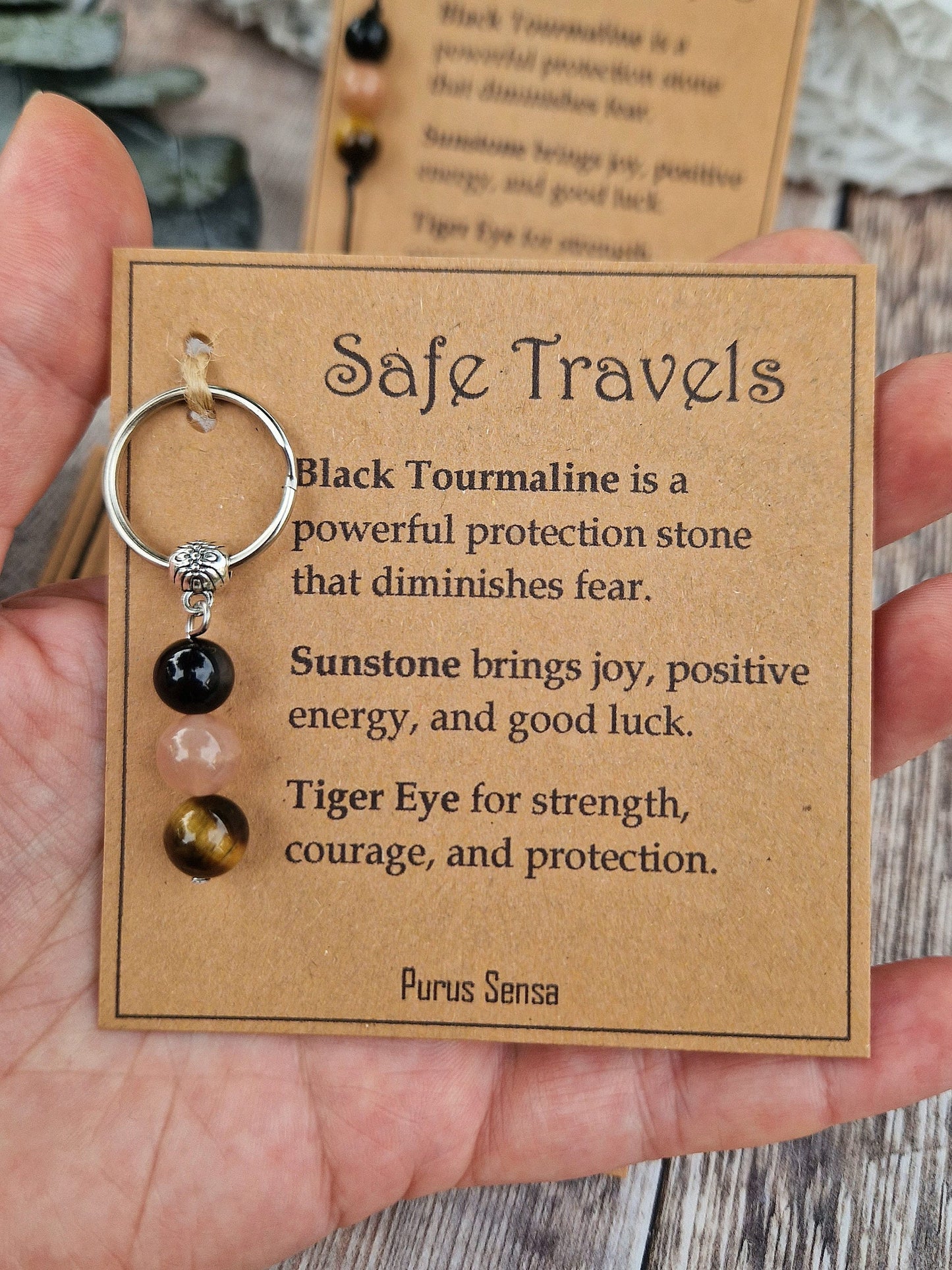 SAFE TRAVELS 3 bead bracelet and keyring set