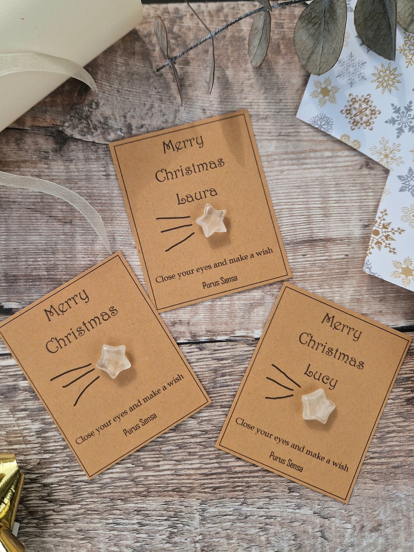 PERSONALISED Merry Christmas star crystal gift