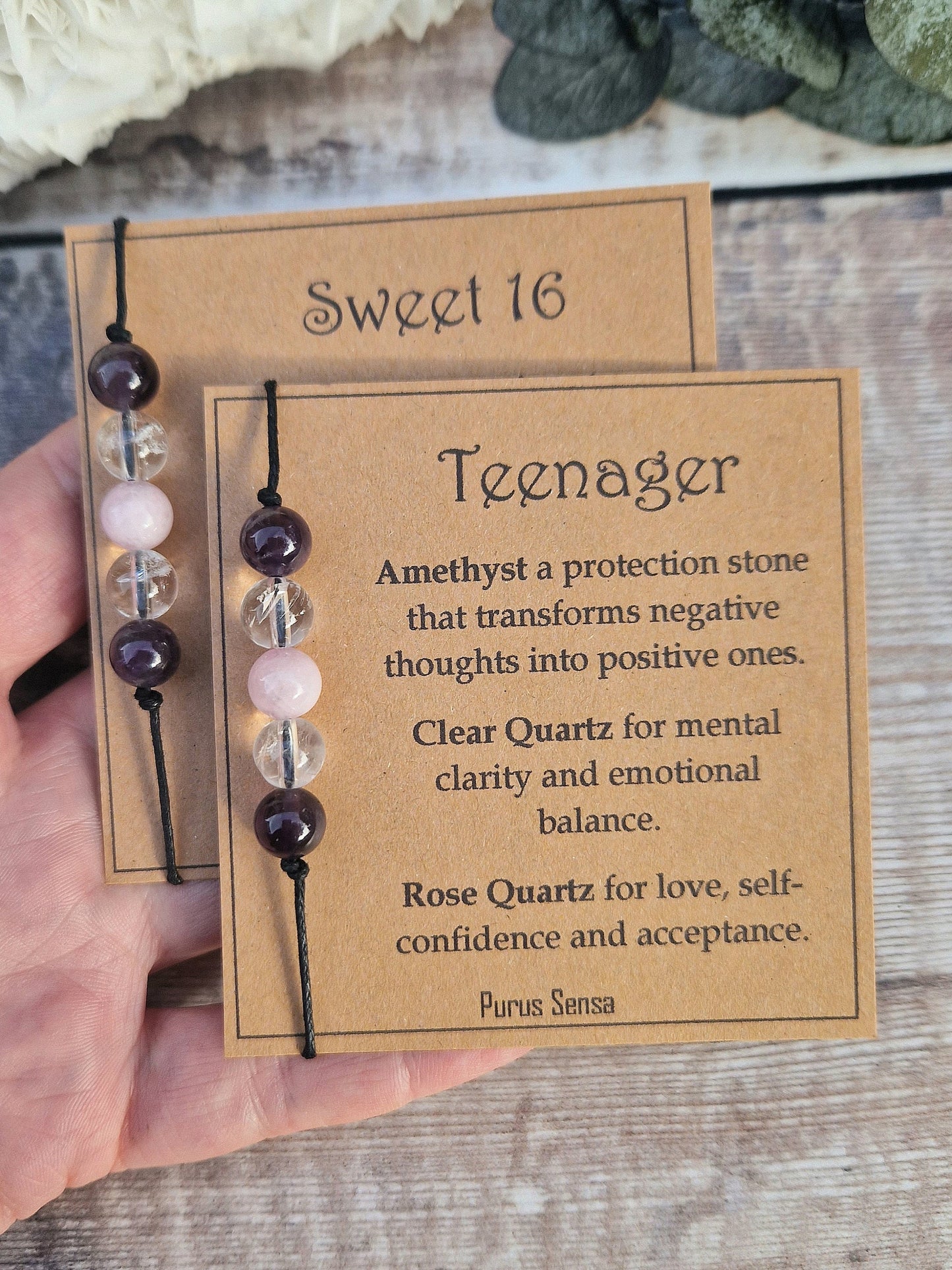 SWEET 16TH TEENAGER 5 bead cord crystal bracelet / anklet