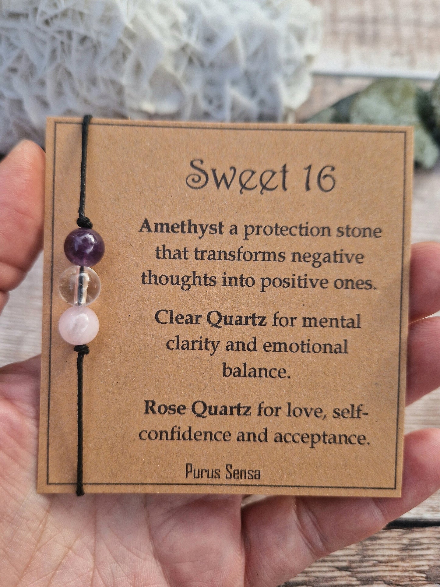 SWEET 16 TEENAGER 3 bead cord, silver or rose chain crystal bracelet / anklet