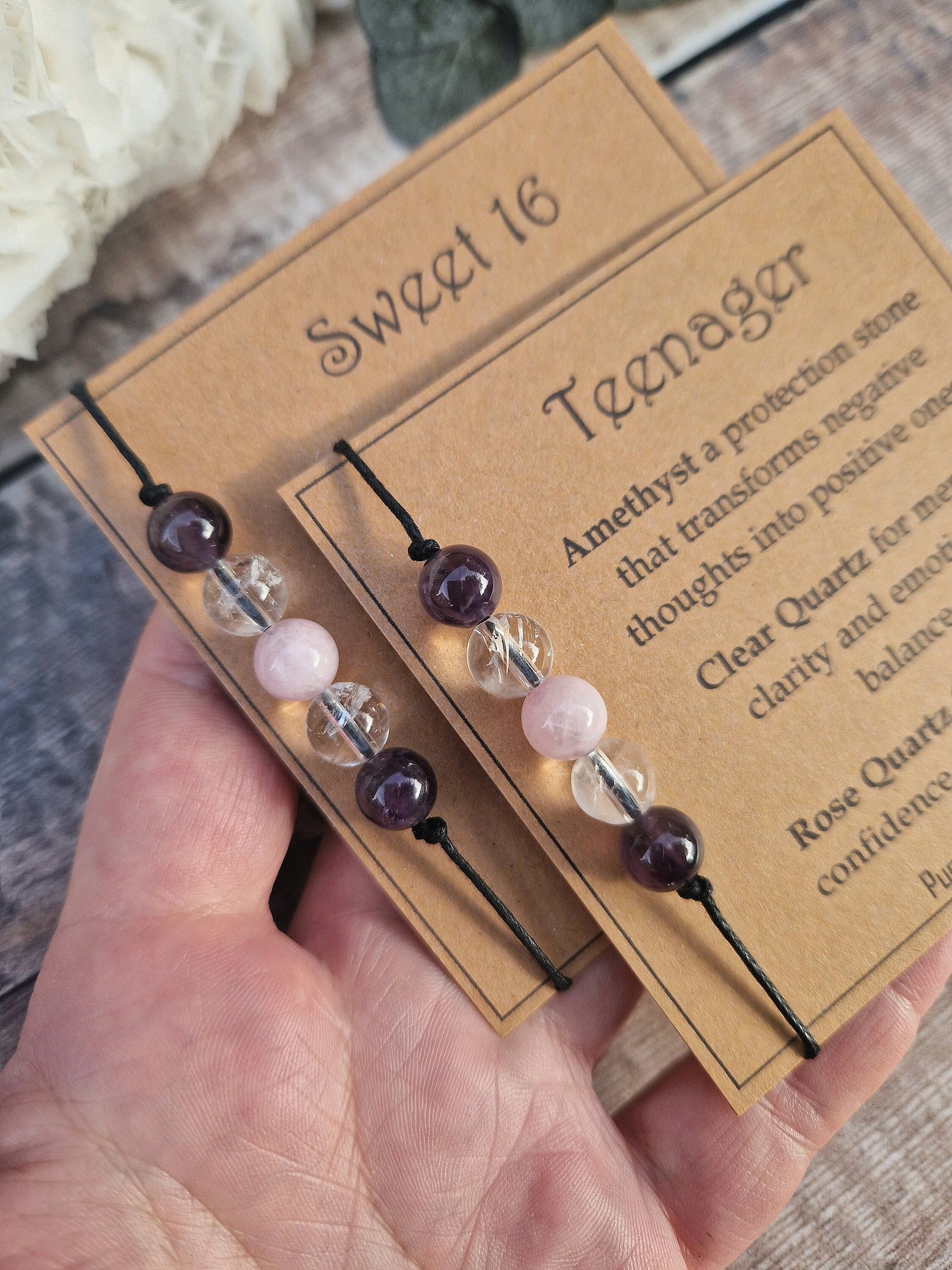 SWEET 16TH TEENAGER 5 bead cord crystal bracelet / anklet
