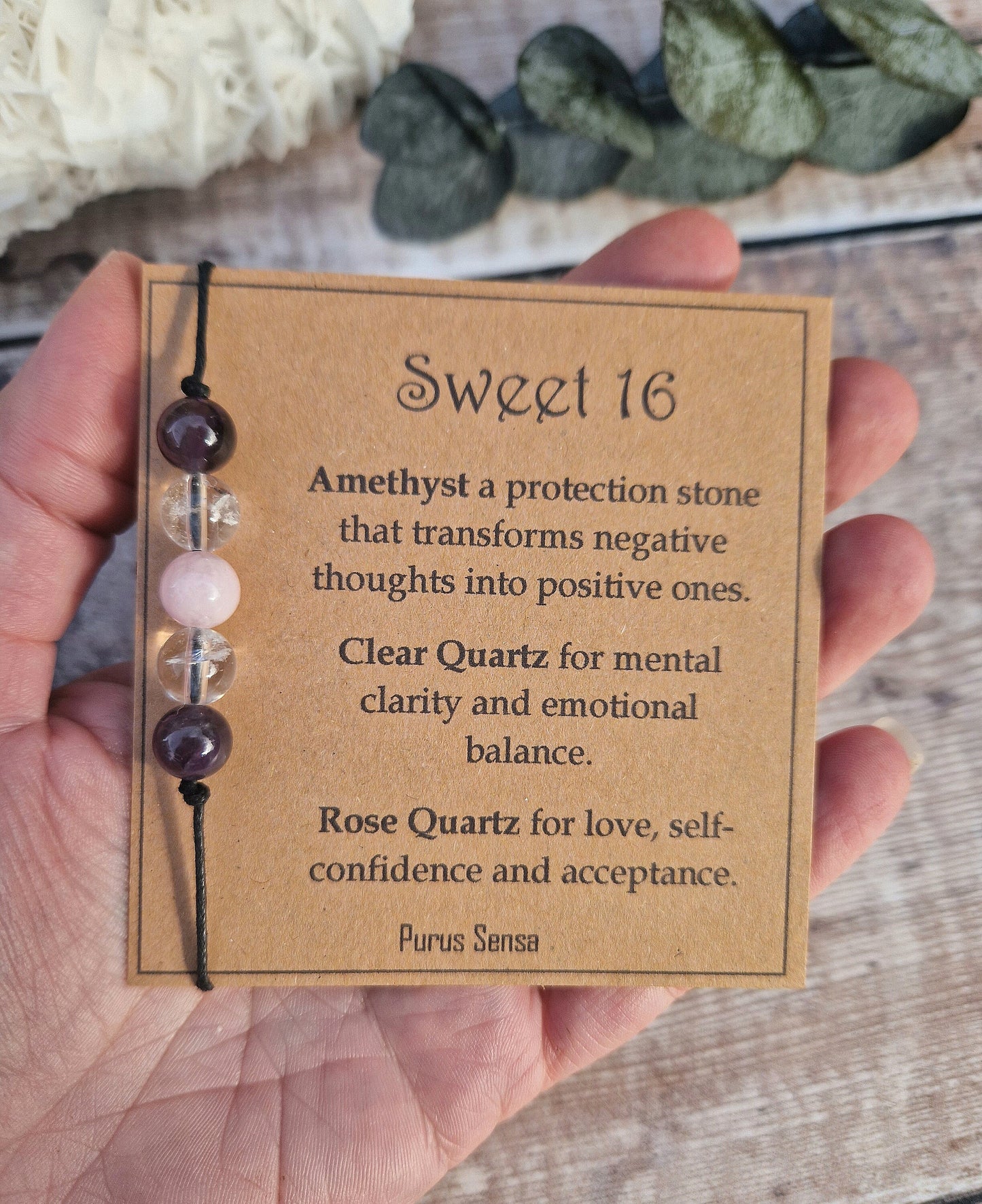 SWEET 16TH TEENAGER 5 bead cord crystal bracelet / anklet