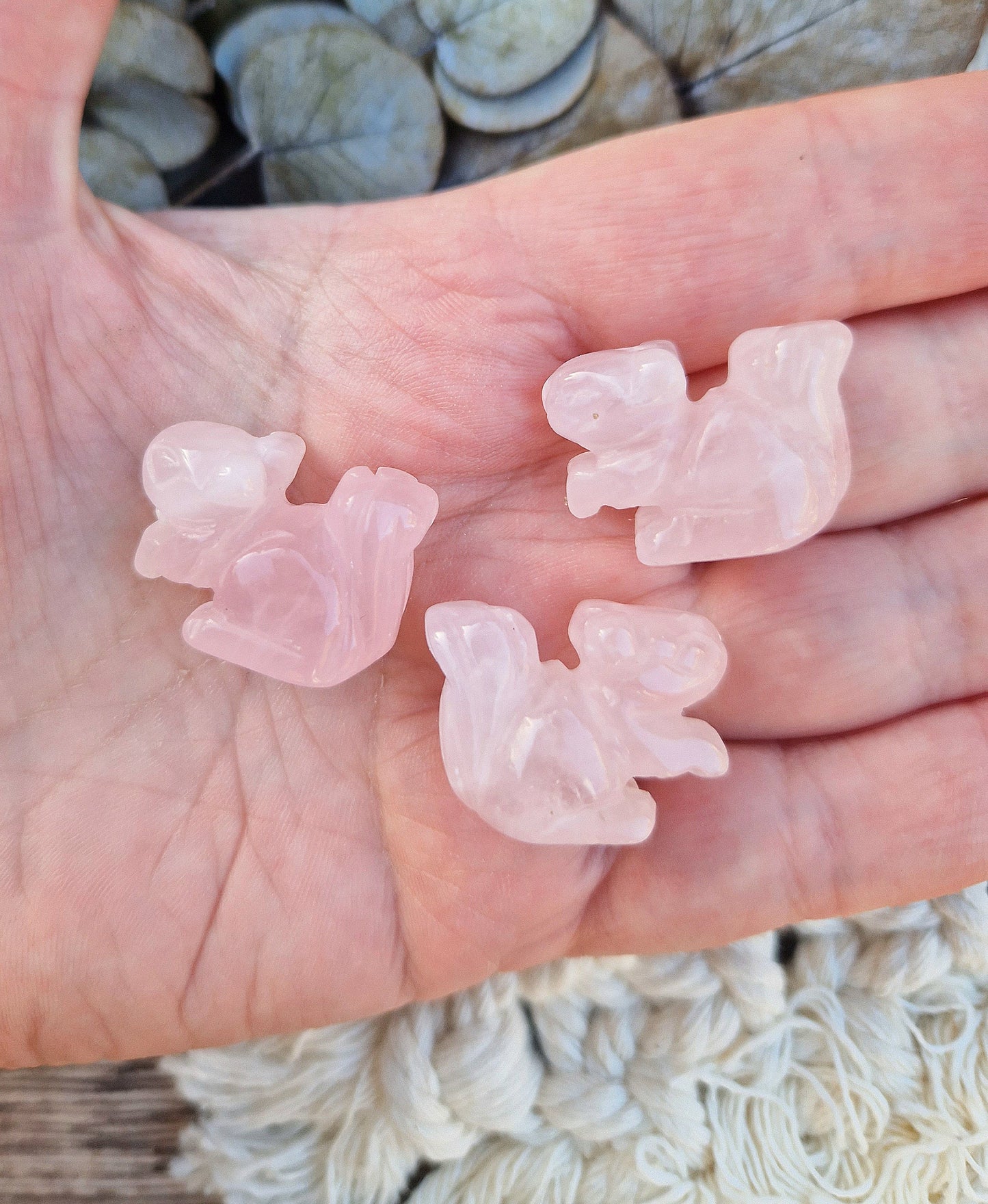 Cute Rose Quartz Squirrel Crystal Gift