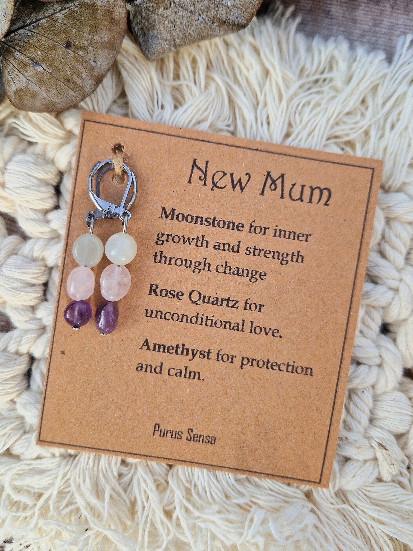 Crystal earrings for a new mum, Mum to be