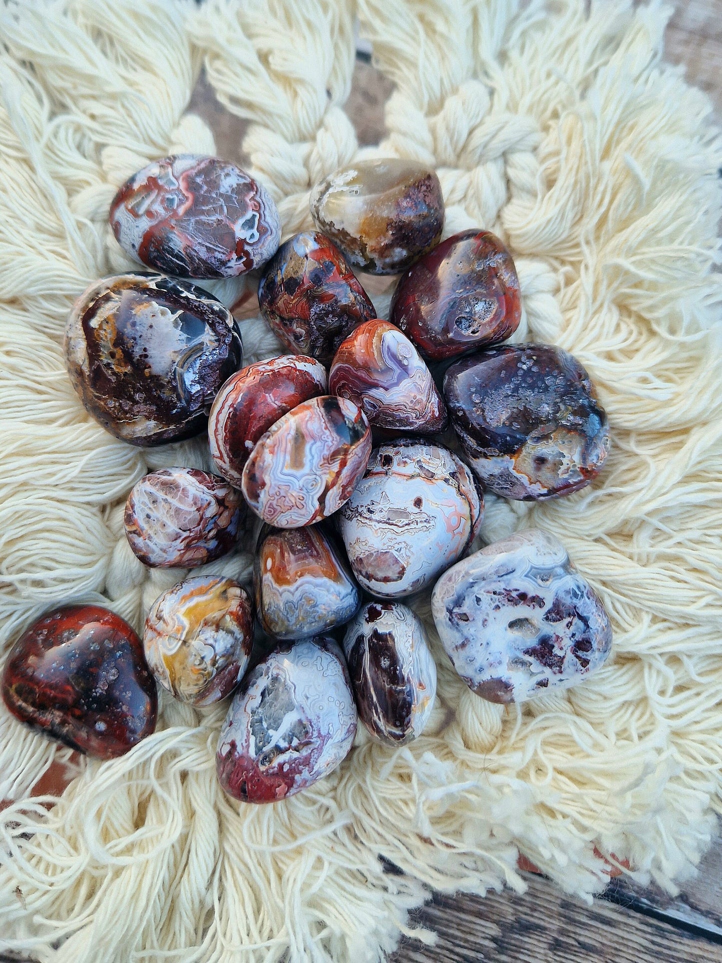 Beautiful Mexican agate. Crazy lace agate. Red Mexican agate tumble stone
