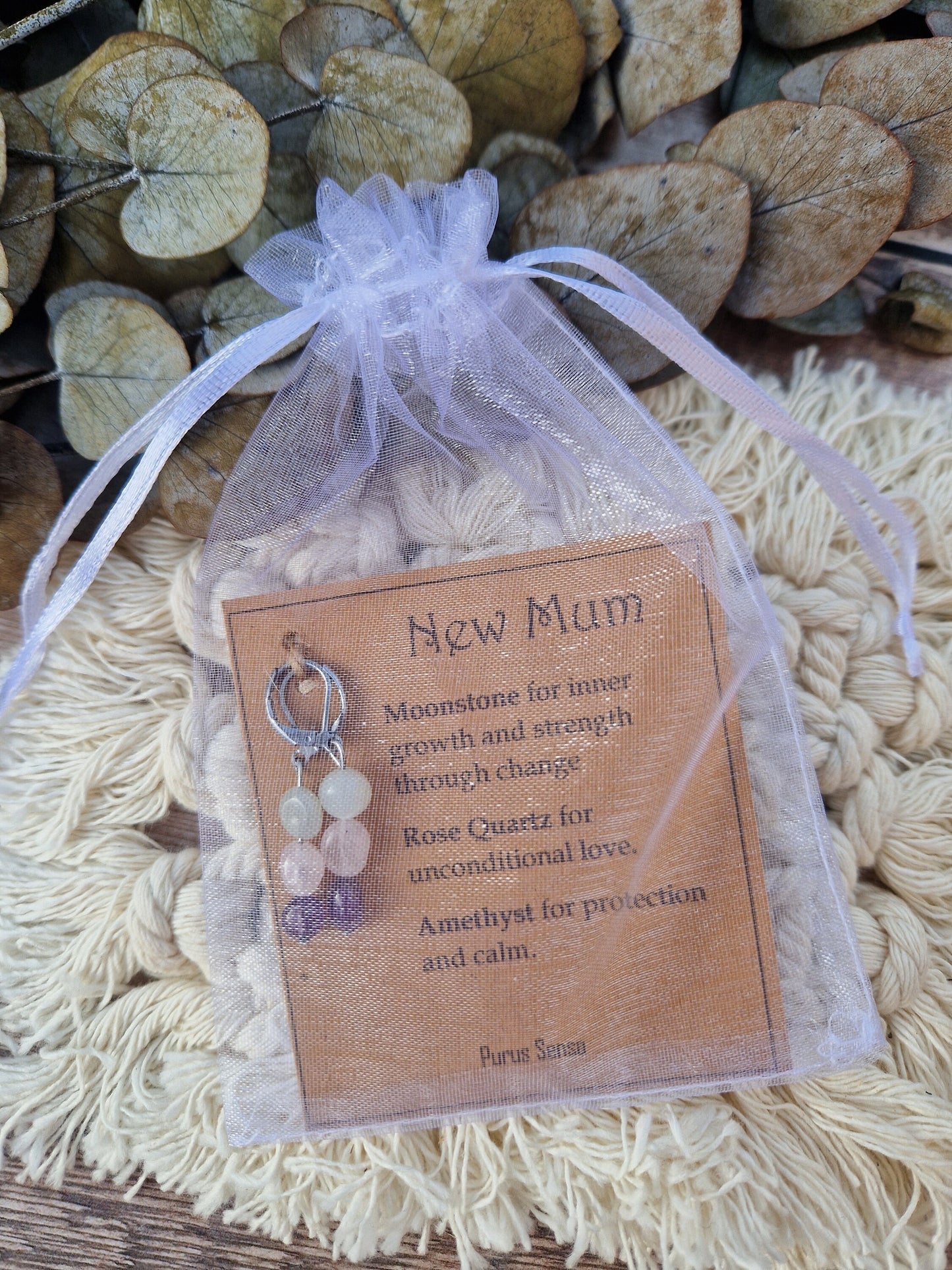 Crystal earrings for a new mum, Mum to be