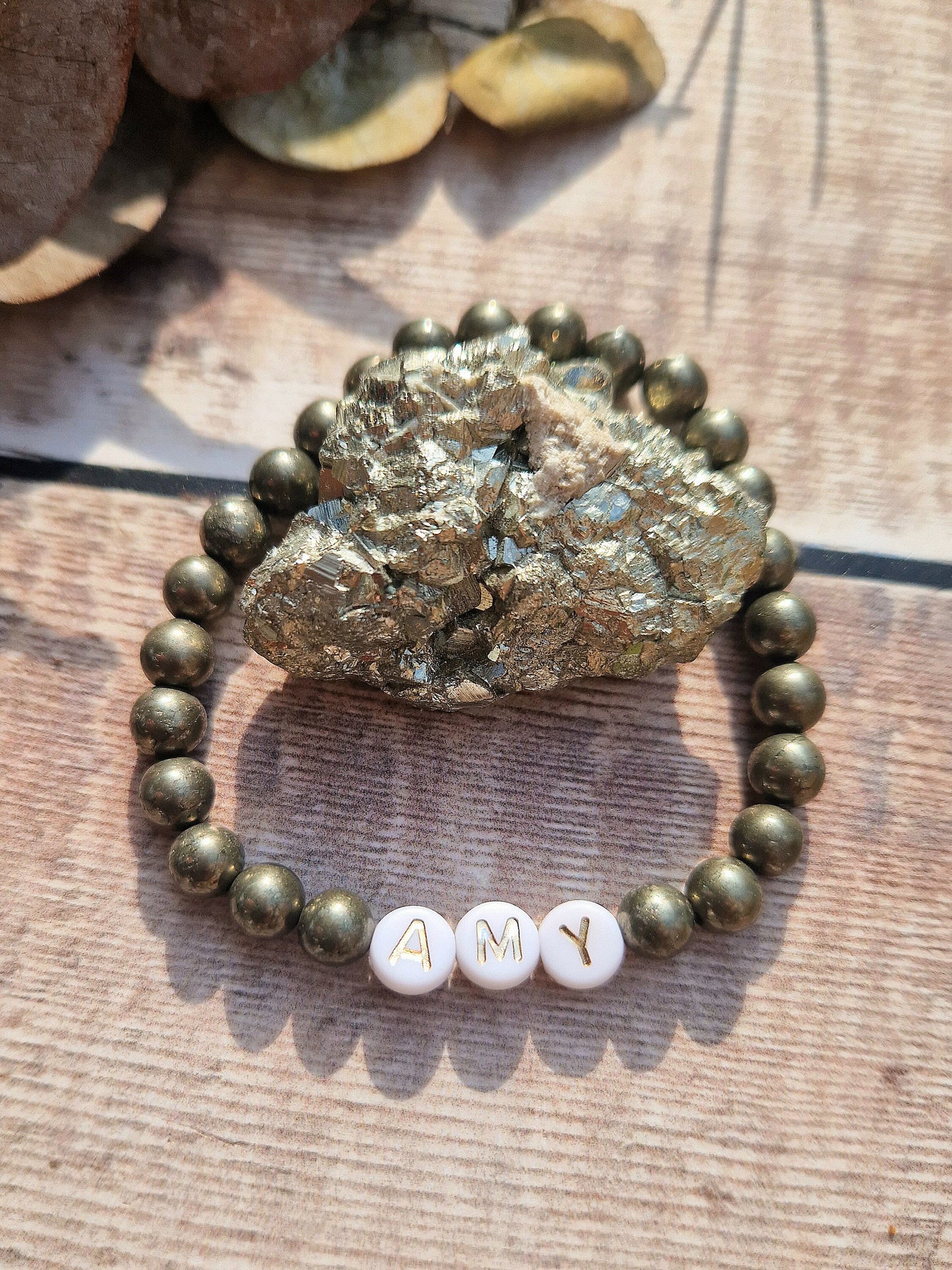 Personalised 6mm Pyrite bracelet
