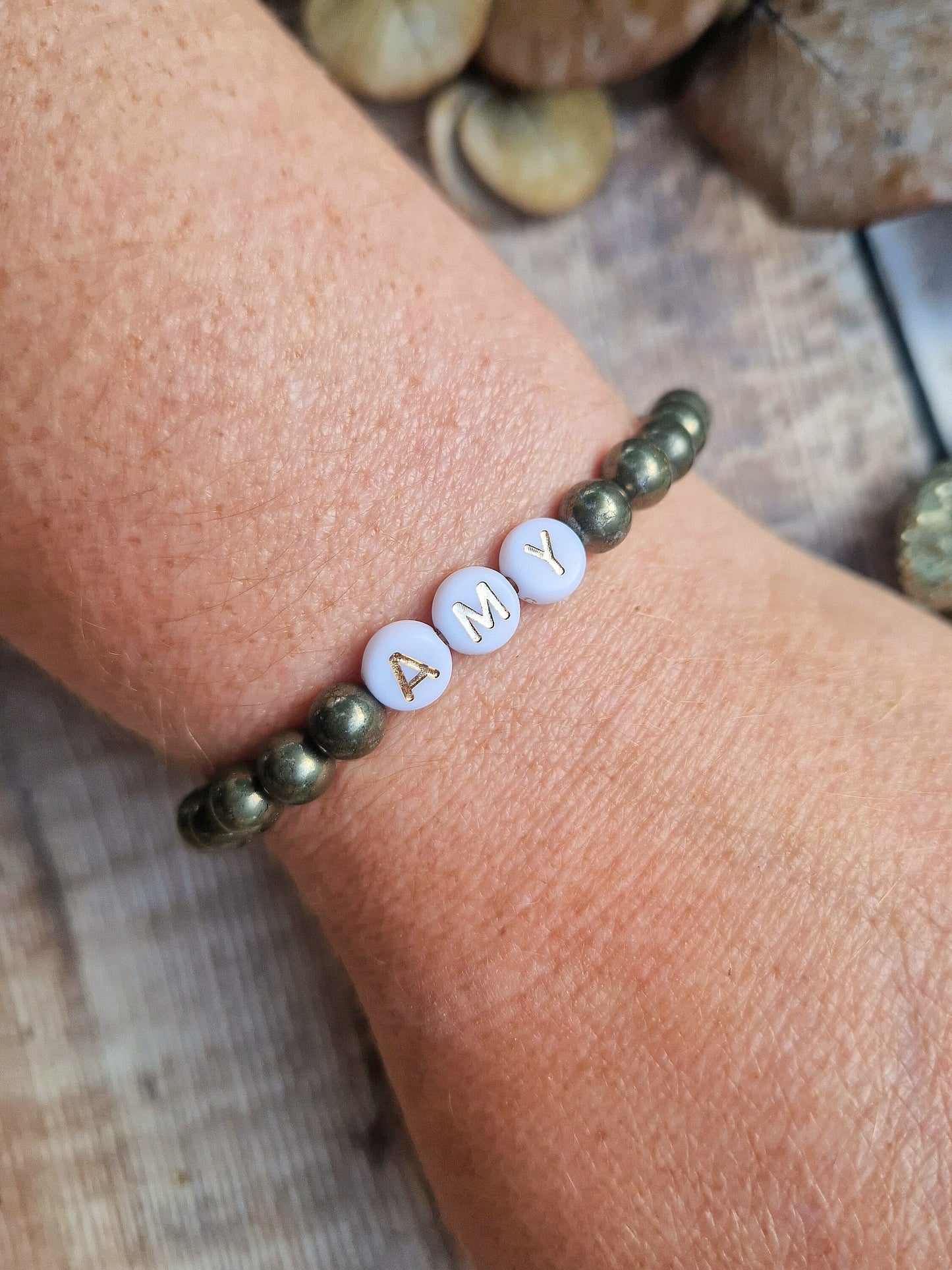 Personalised 6mm Pyrite bracelet