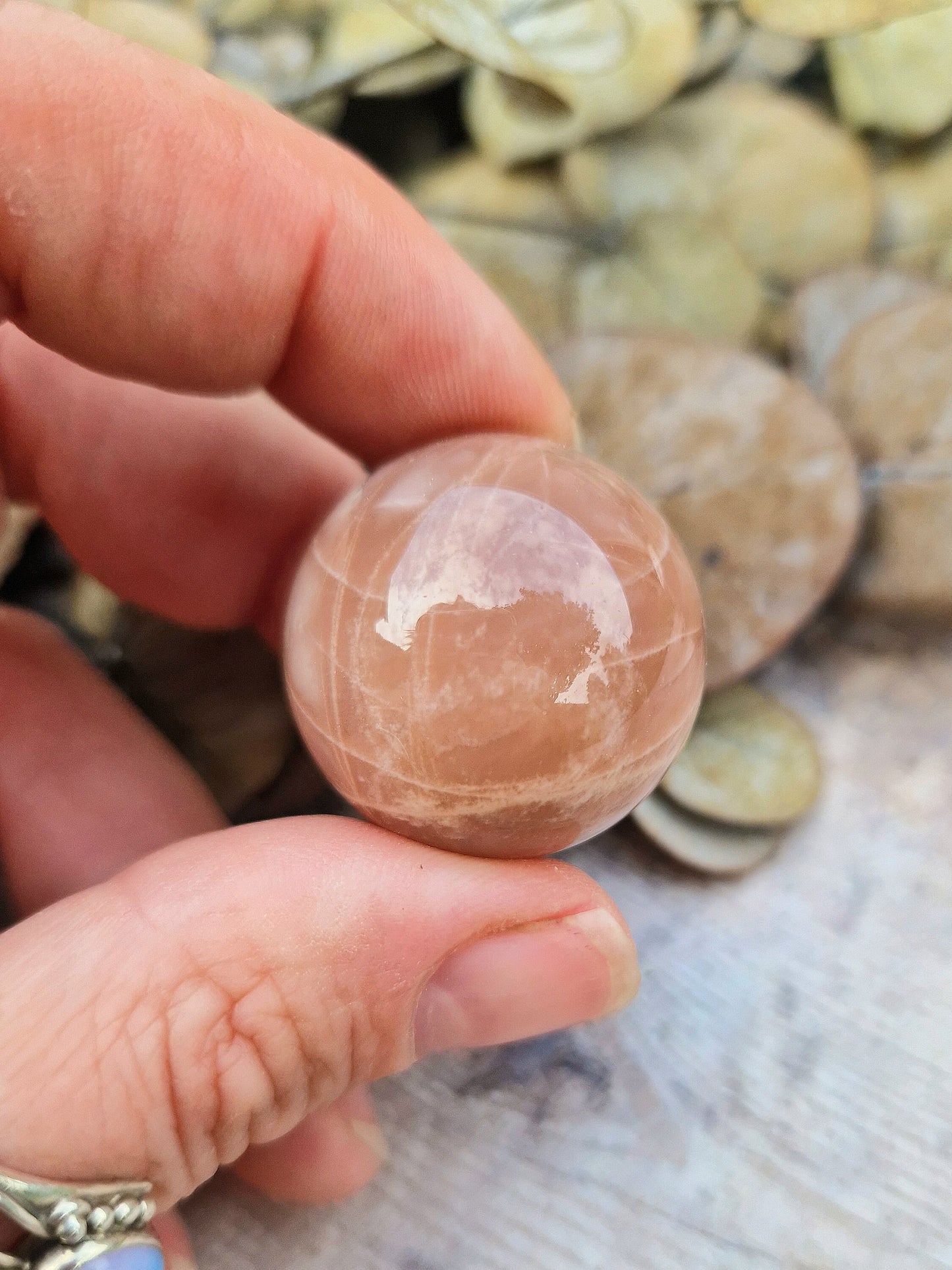 Beautiful golden sunstone tumble sphere