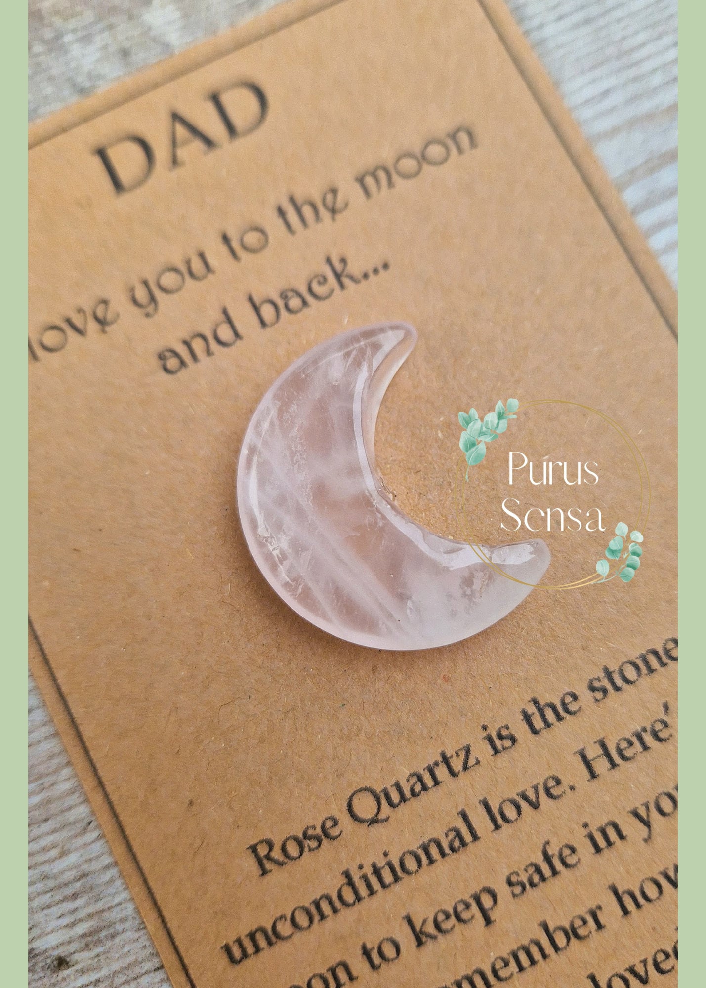 Unique cute rose quartz moon crystal gift for dad