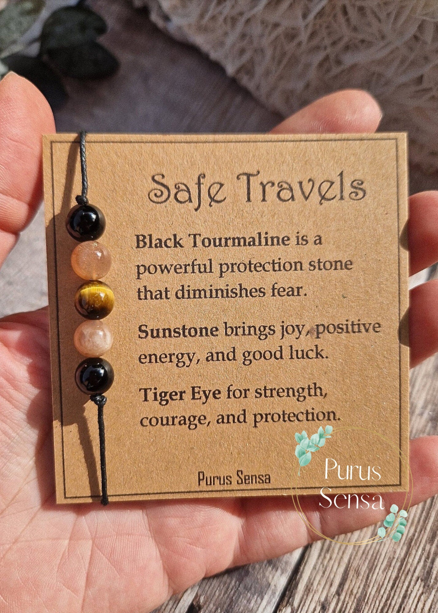 SAFE TRAVELS 5 bead crystal bracelet / anklet