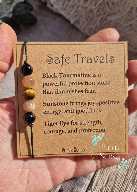 SAFE TRAVELS 5 bead crystal bracelet / anklet