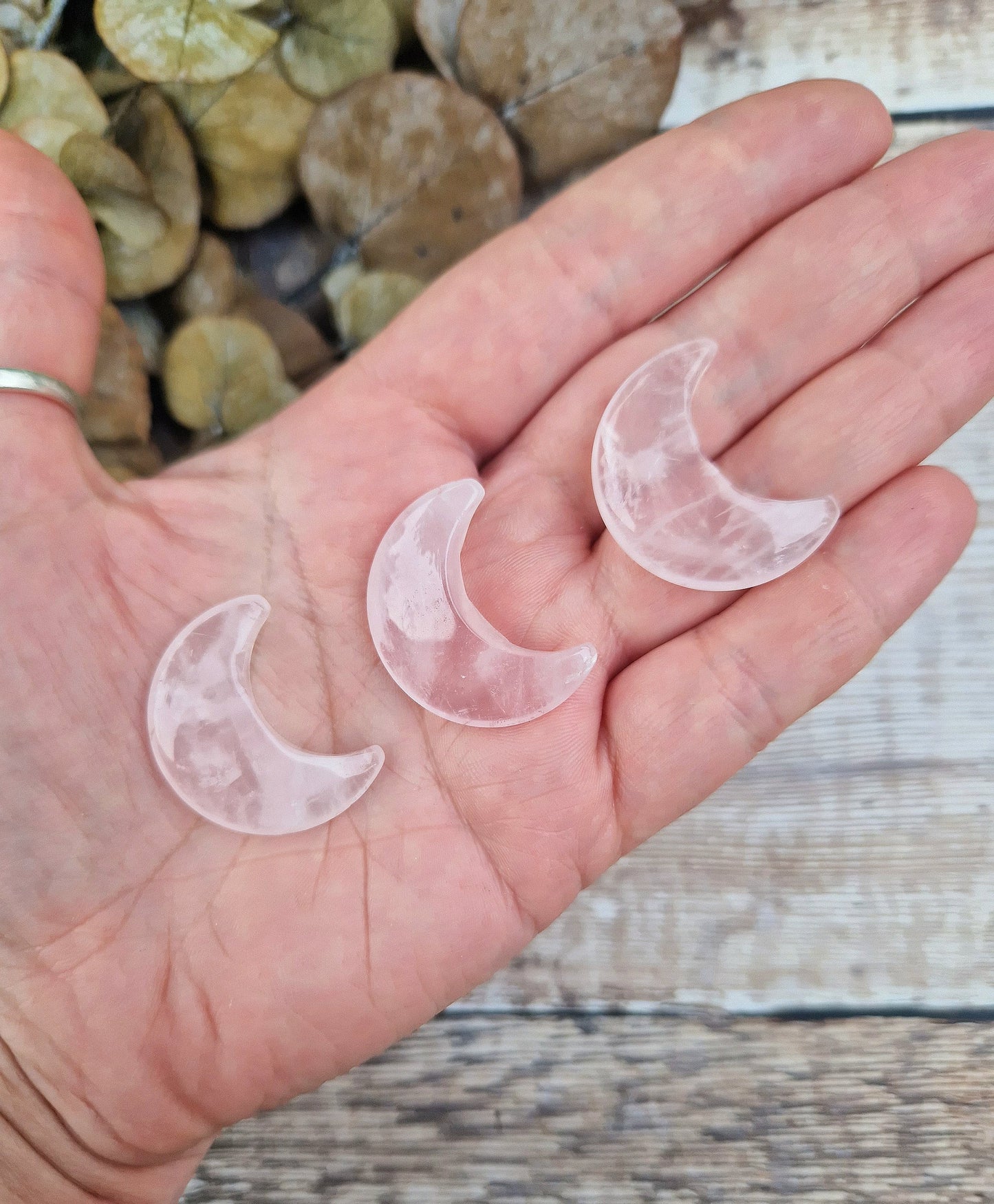 Unique cute rose quartz moon crystal gift for dad