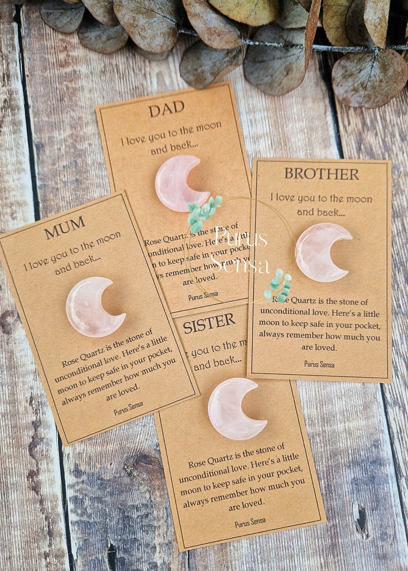 Unique cute rose quartz moon crystal gift for mum