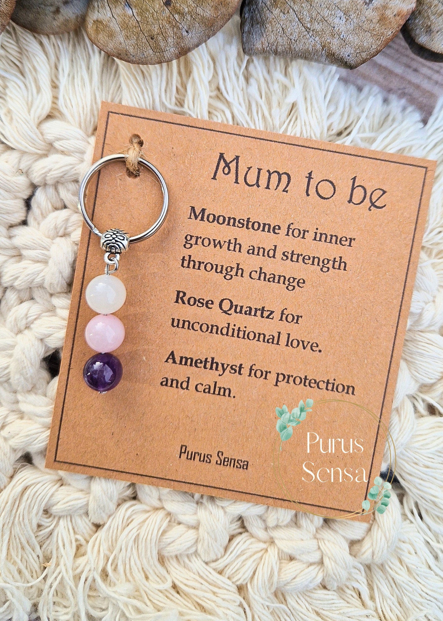 Mum to be crystal keyring personalised
