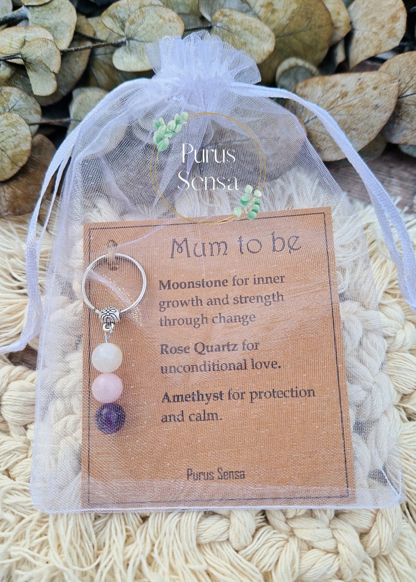 Mum to be crystal keyring personalised