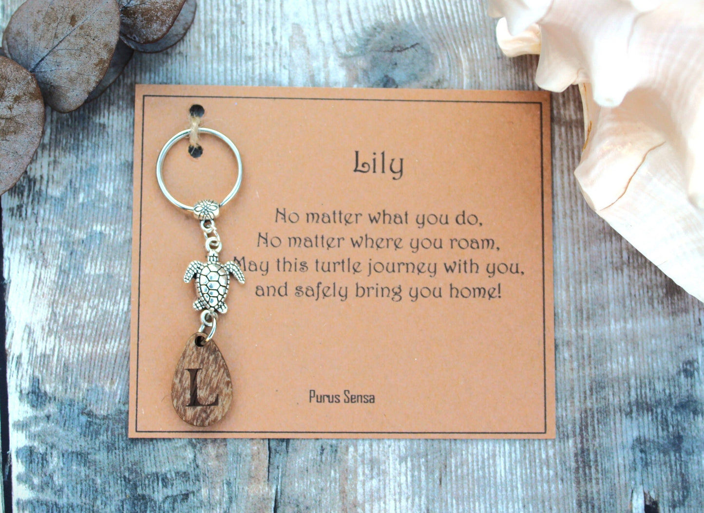 PERSONALISED travel turtle keyring gift