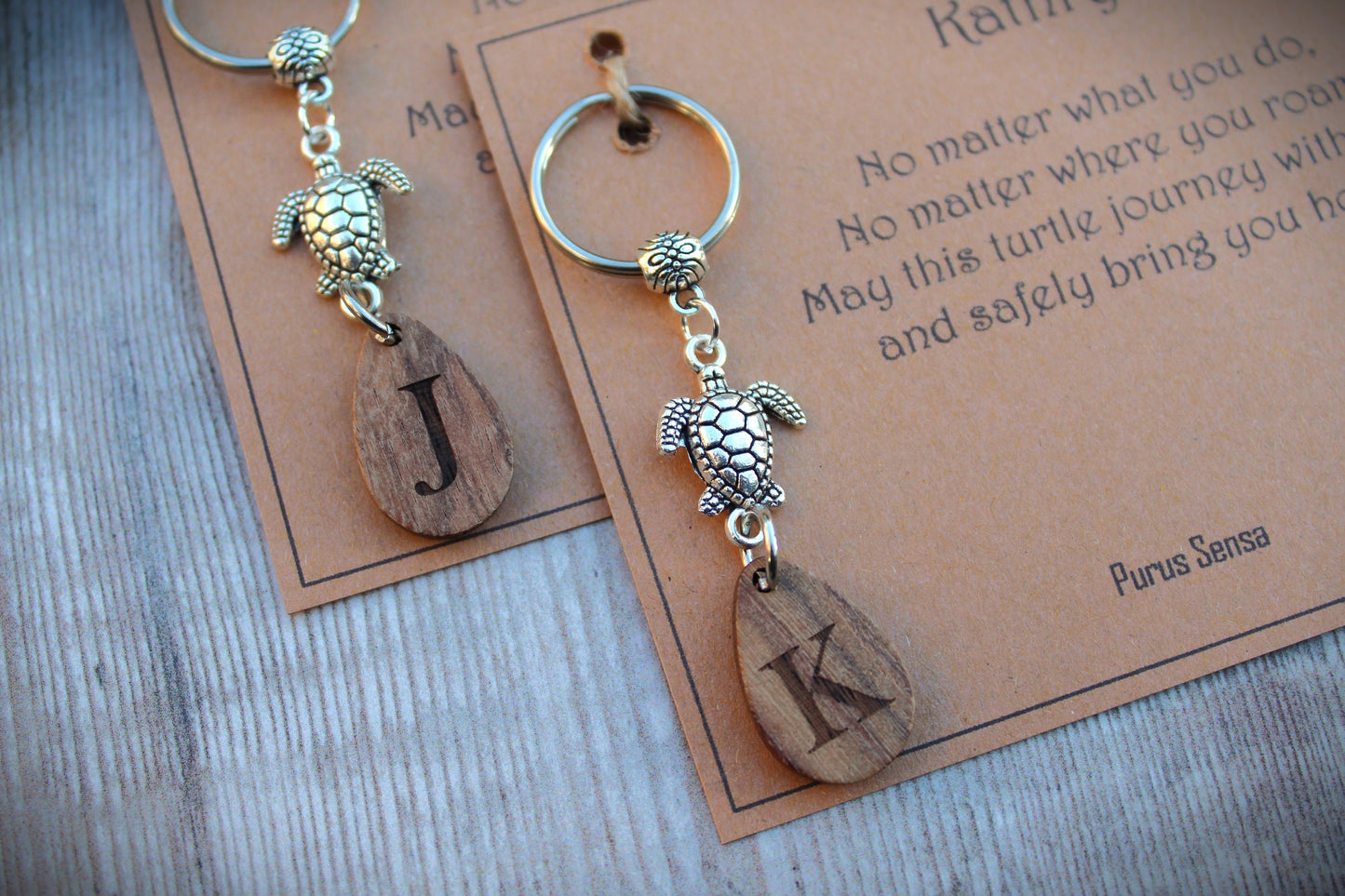 PERSONALISED travel turtle keyring gift