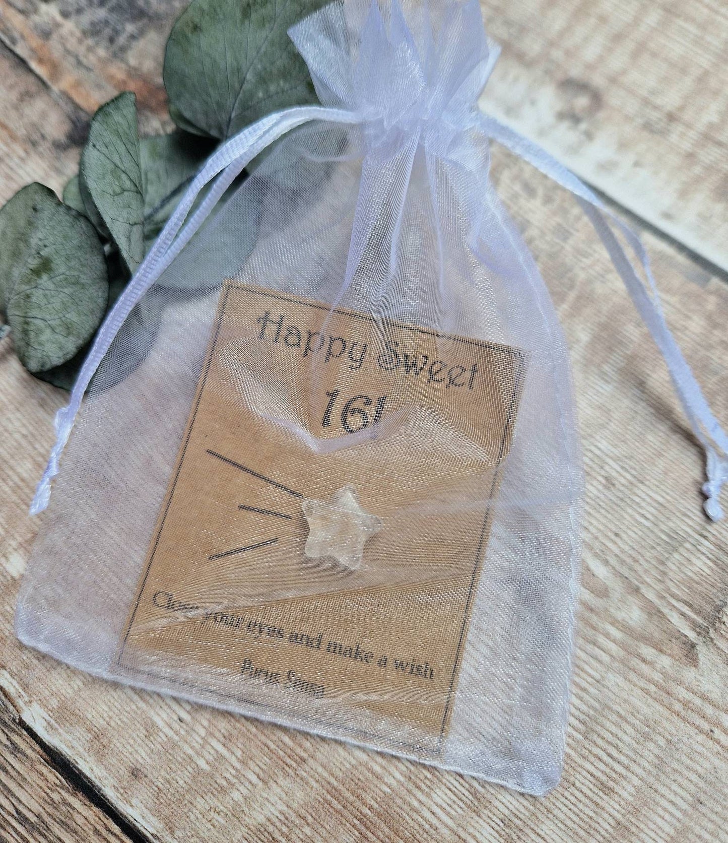 Happy sweet 16th birthday clear quartz crystal stargift.