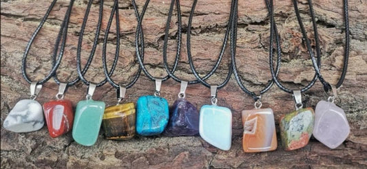 Natural semi Precious Gemstone Cord Necklace