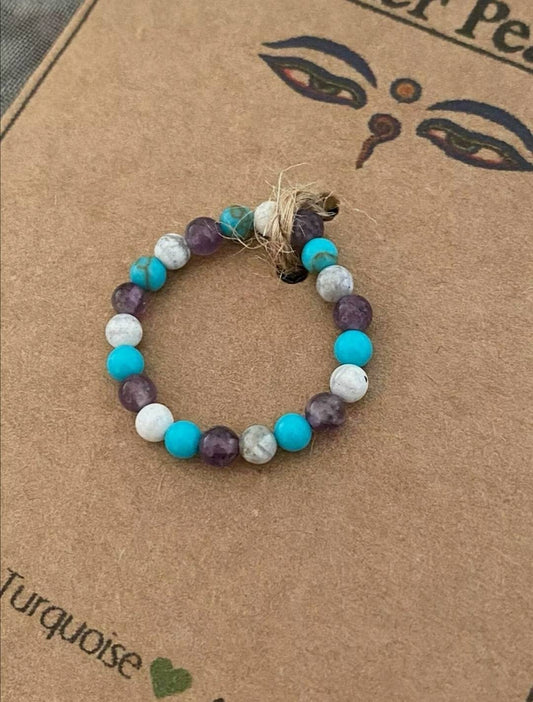 Peace Gemstone Stacking Strech Ring