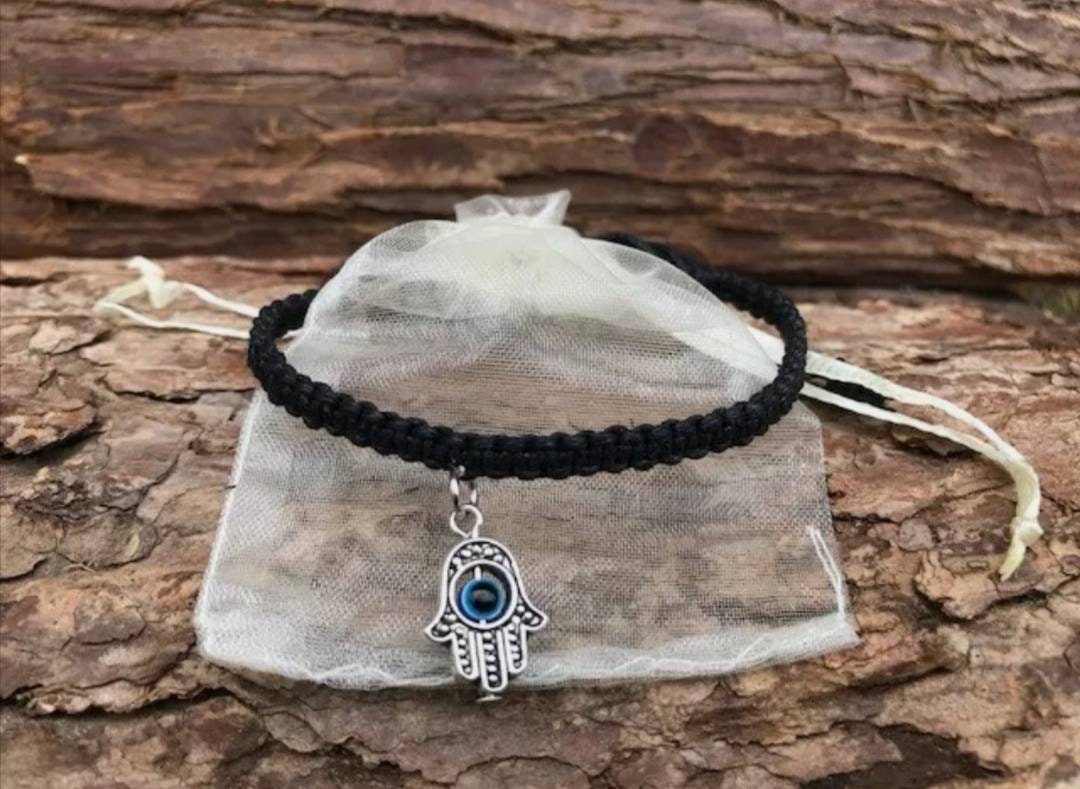 Evil Eye Hamsa Hand Macrame Bracelet