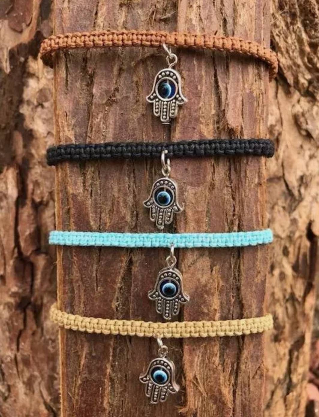 Evil Eye Hamsa Hand Macrame Bracelet