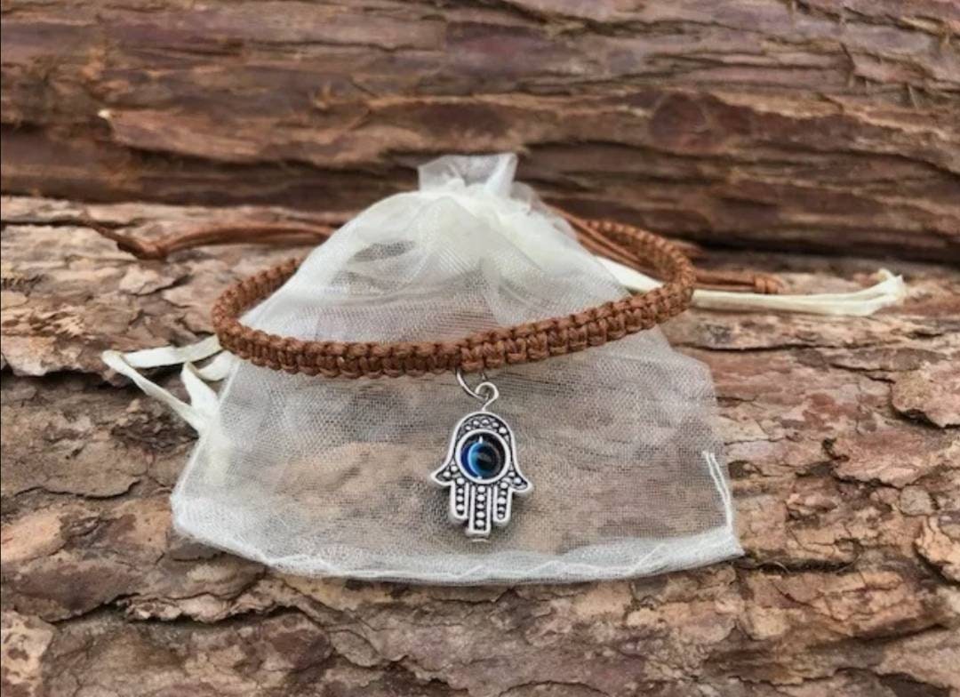 Evil Eye Hamsa Hand Macrame Bracelet