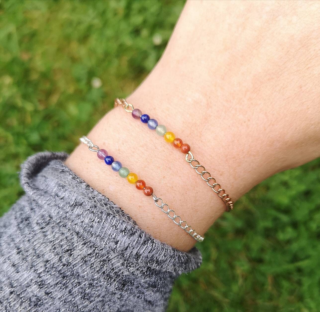 Genuine Minimalistic 7 Chakra Chain Bracelet