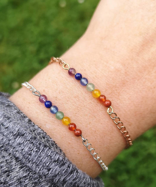 Genuine Minimalistic 7 Chakra Chain Bracelet