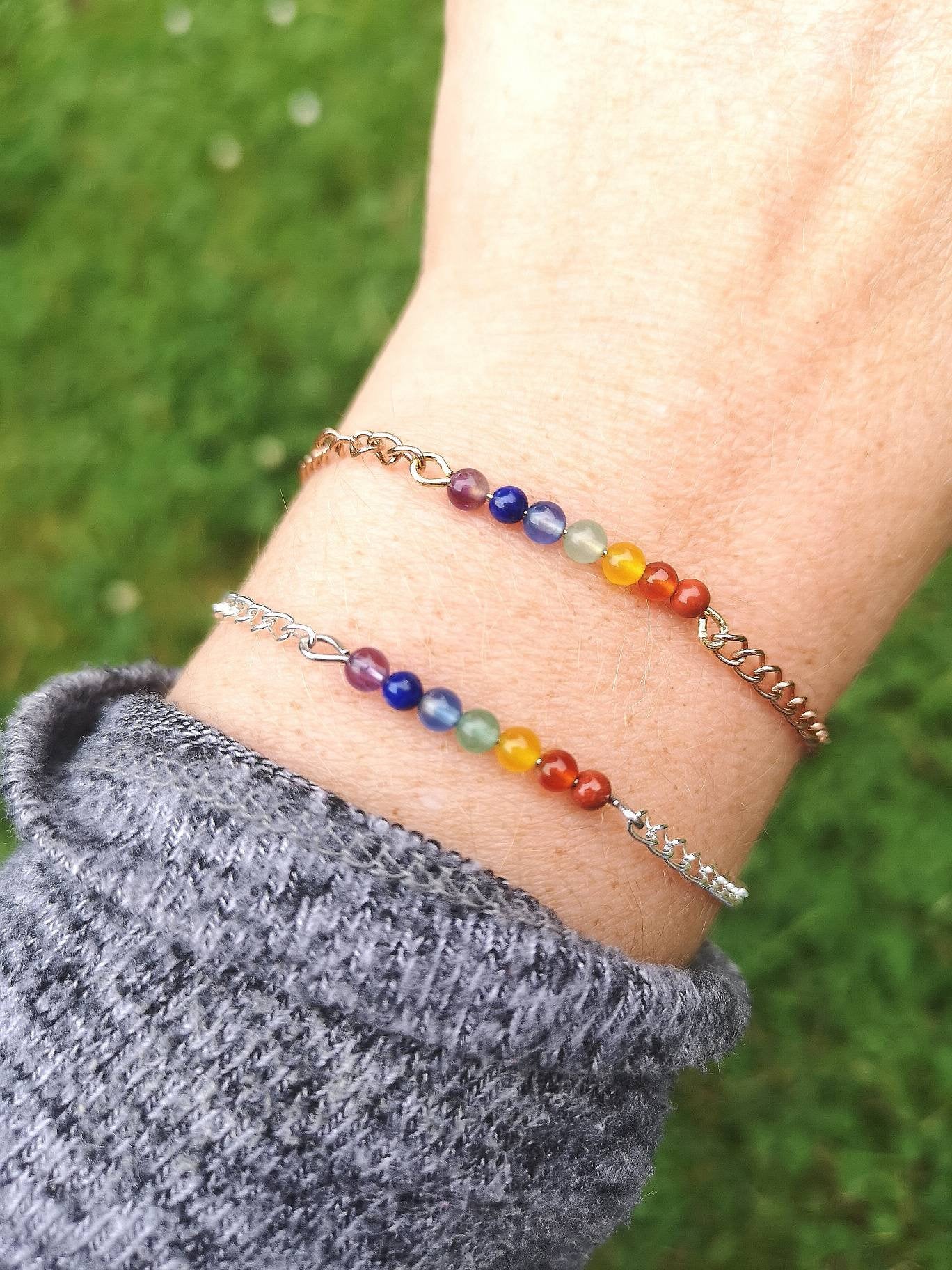 Genuine Minimalistic 7 Chakra Chain Bracelet