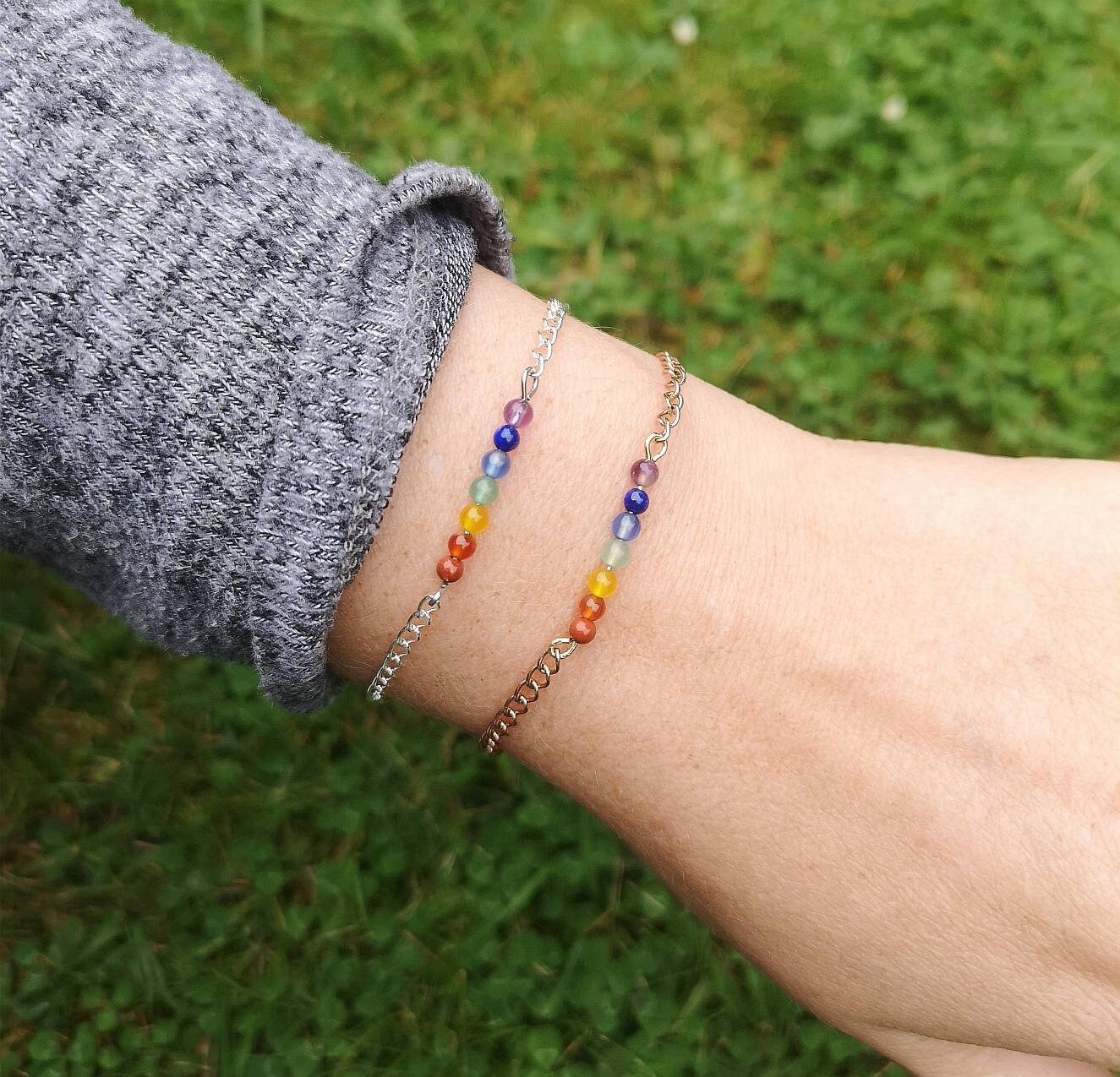 Genuine Minimalistic 7 Chakra Chain Bracelet