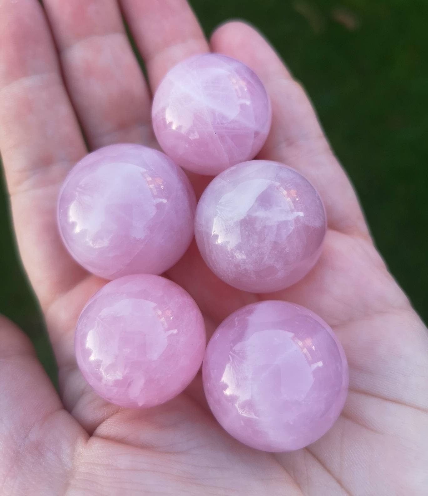 Premium Rose Quartz mini sphere.