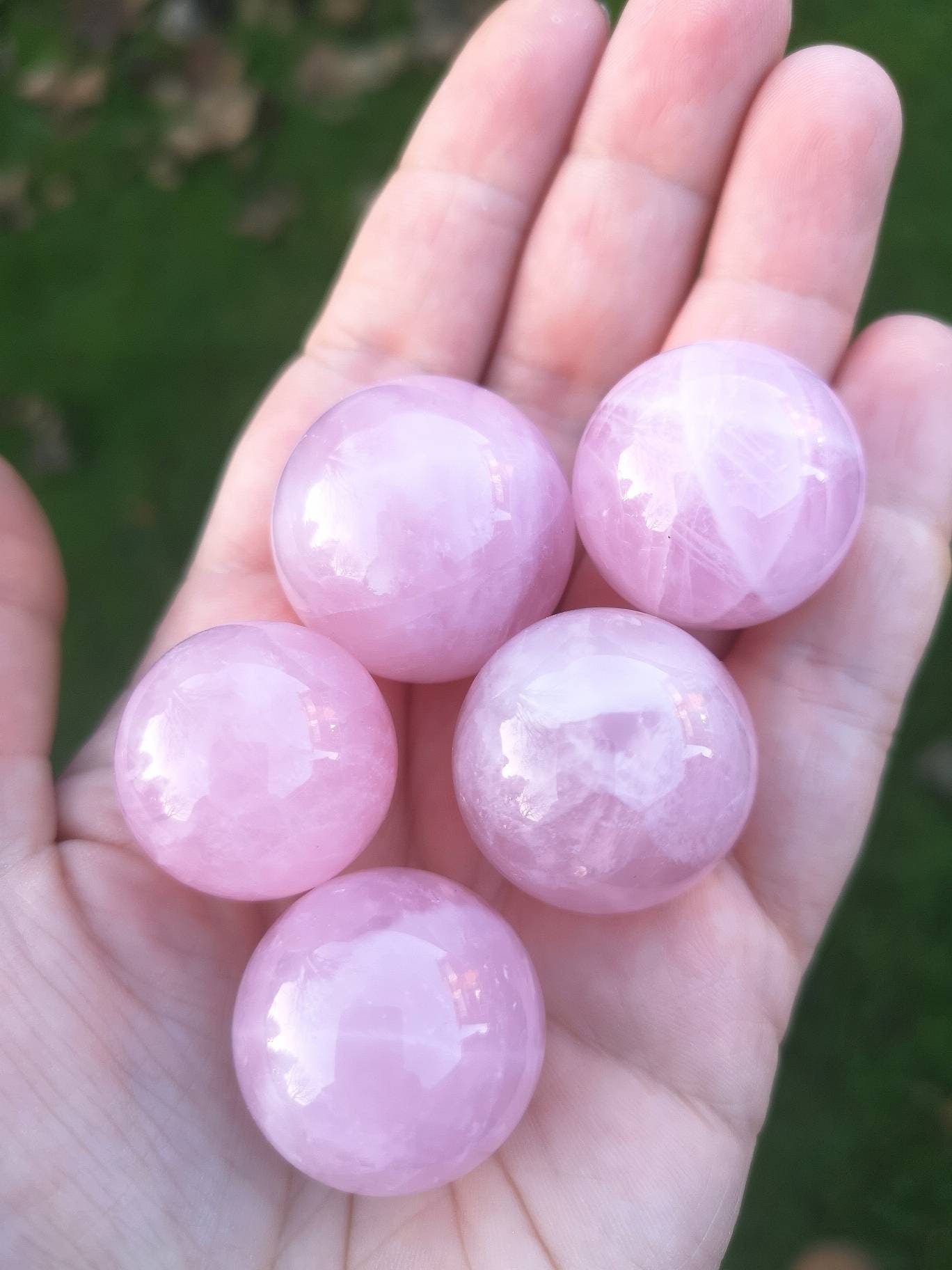 Premium Rose Quartz mini sphere.