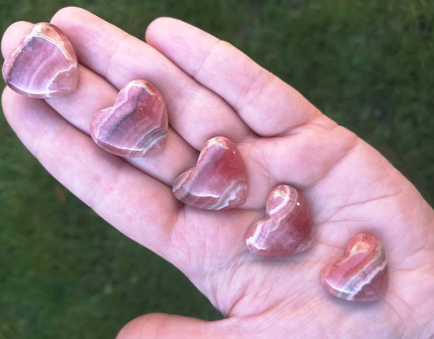 Mini Rhodochrosite heart cabochon tumble Stone.