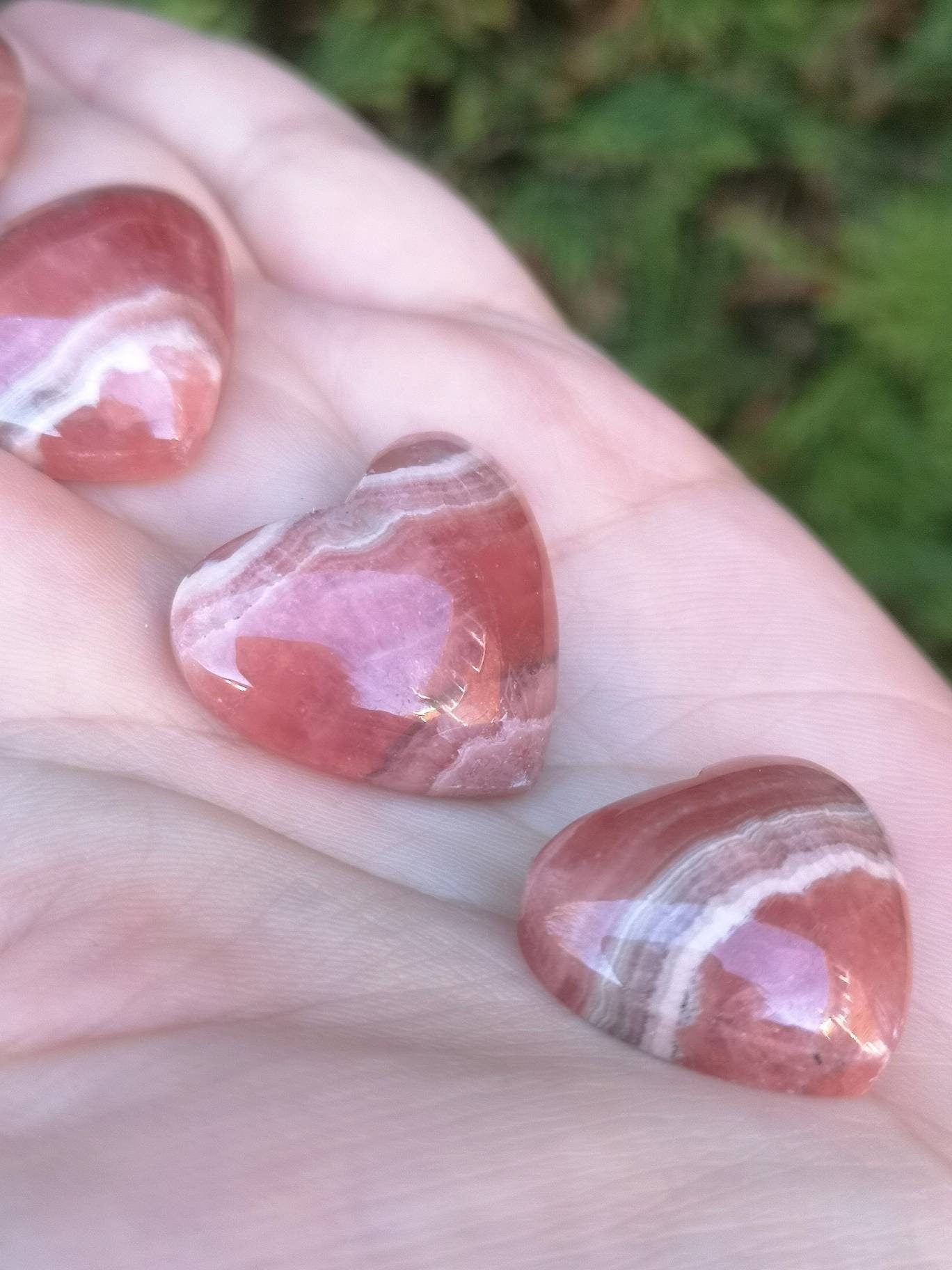 Mini Rhodochrosite heart cabochon tumble Stone.