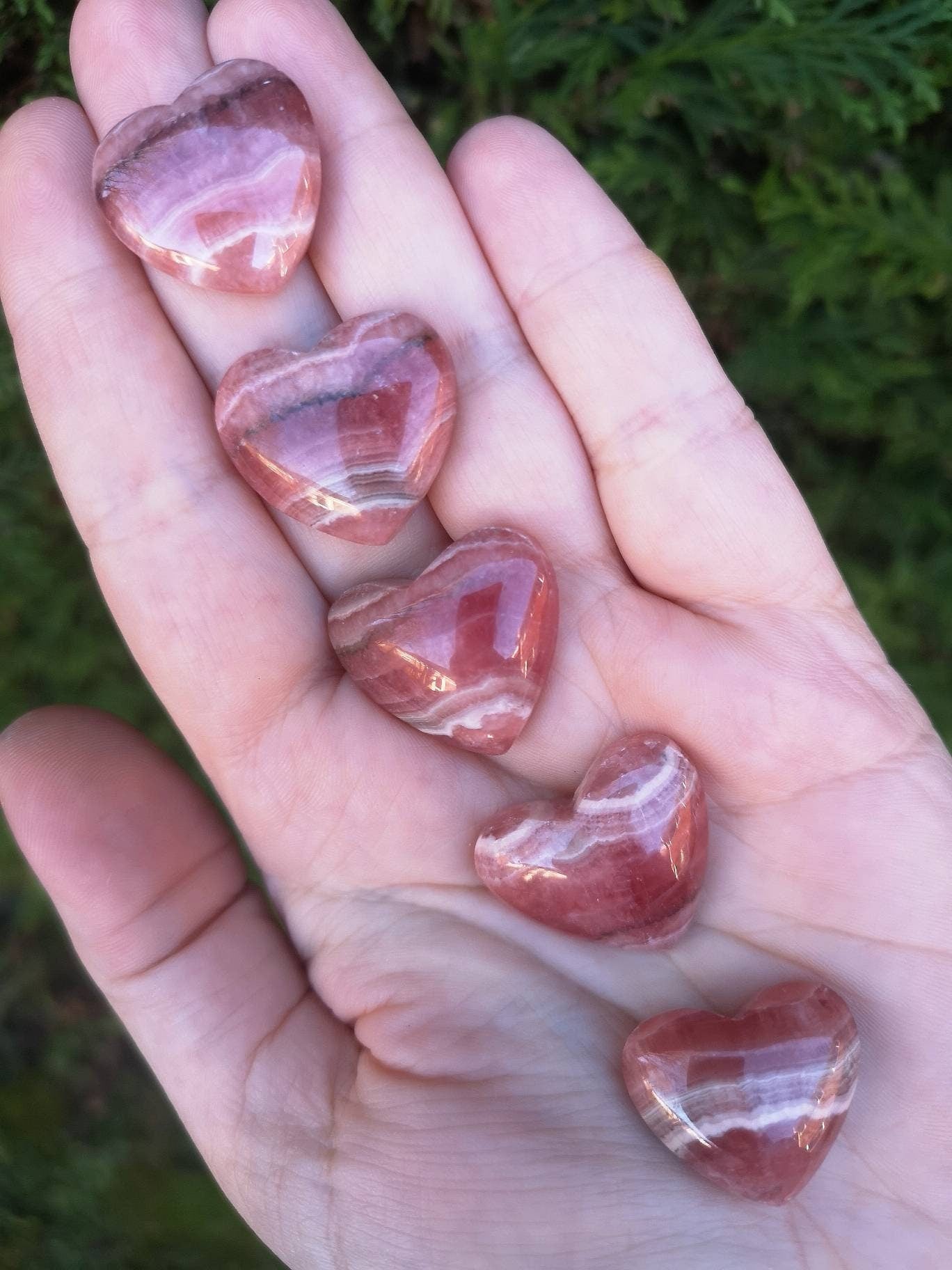 Mini Rhodochrosite heart cabochon tumble Stone.