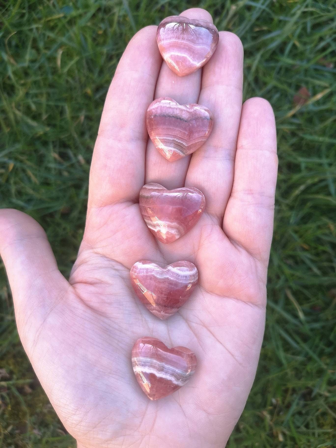 Mini Rhodochrosite heart cabochon tumble Stone.