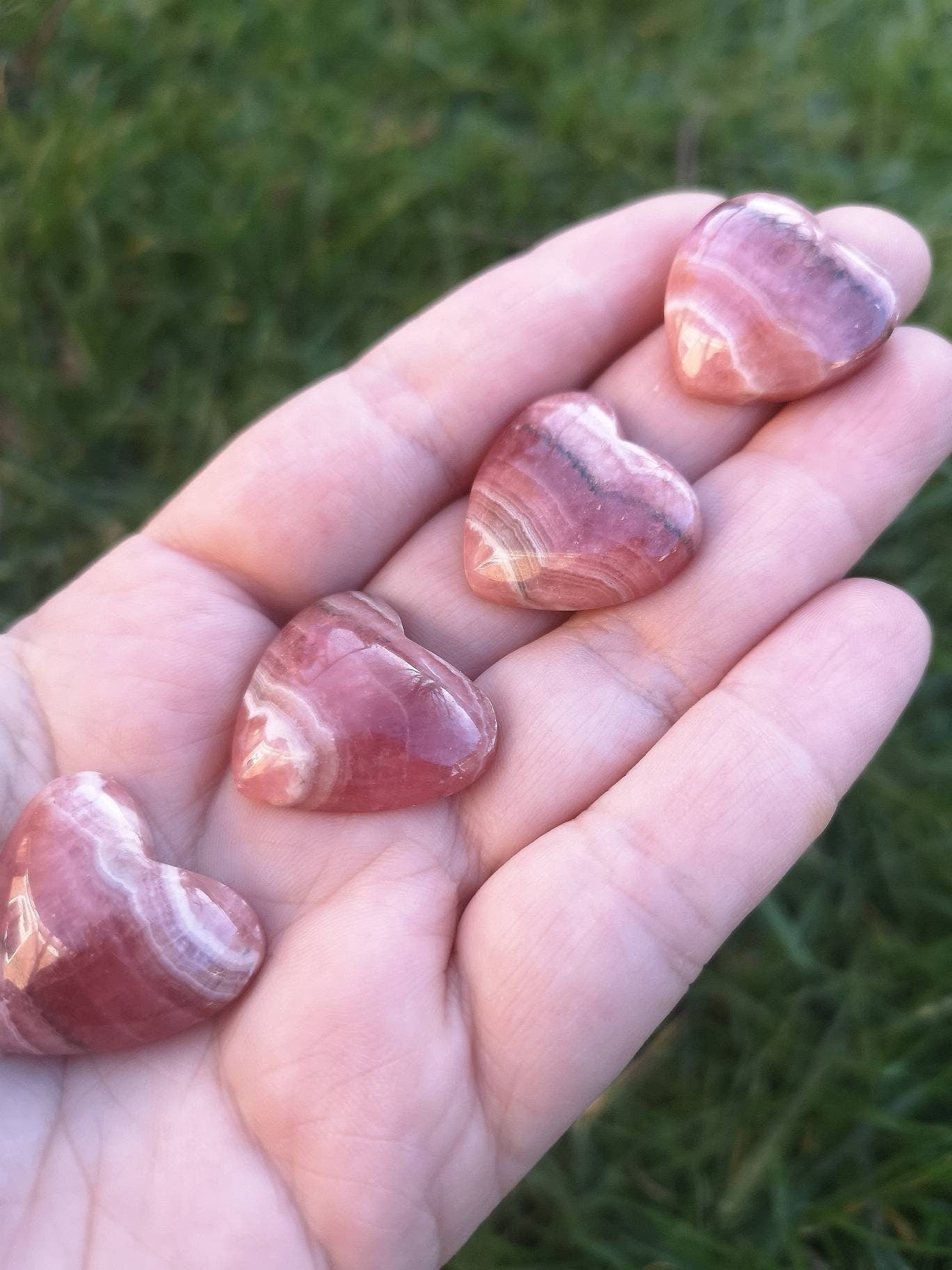 Mini Rhodochrosite heart cabochon tumble Stone.