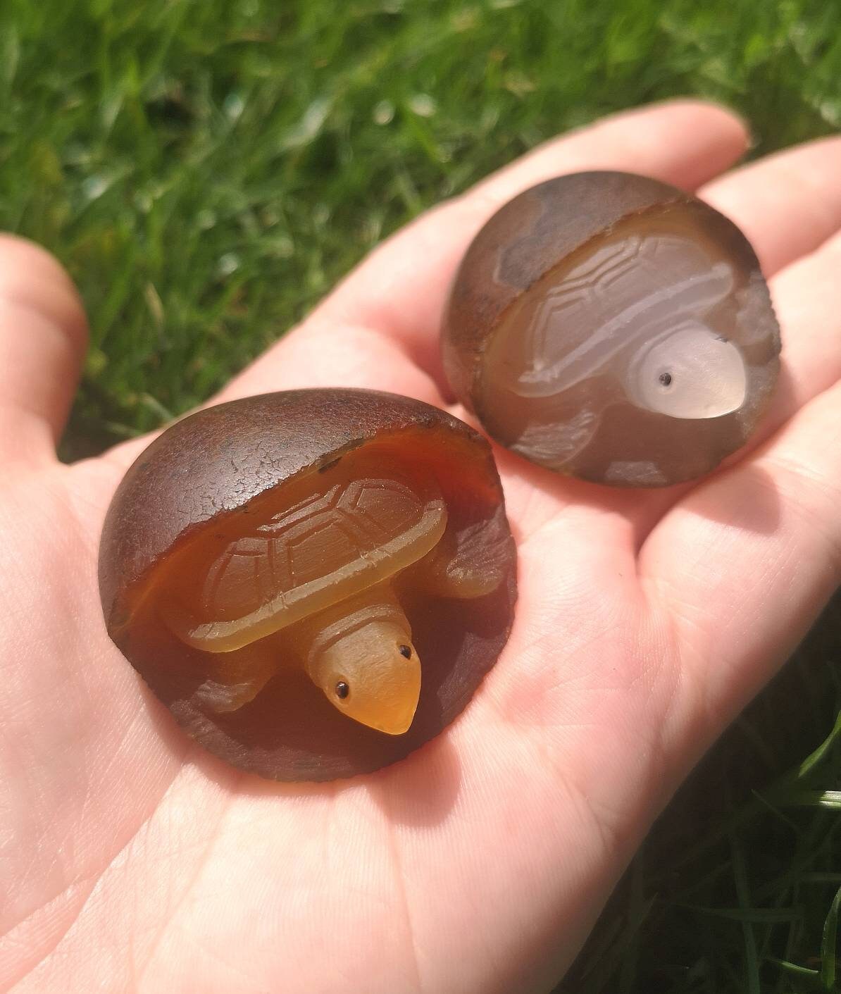 Unique Cute agate turtle carving