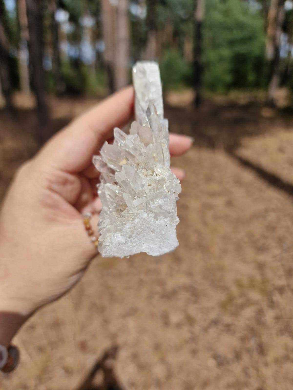 Rare Half Moon Quartz cluster Crystal carving