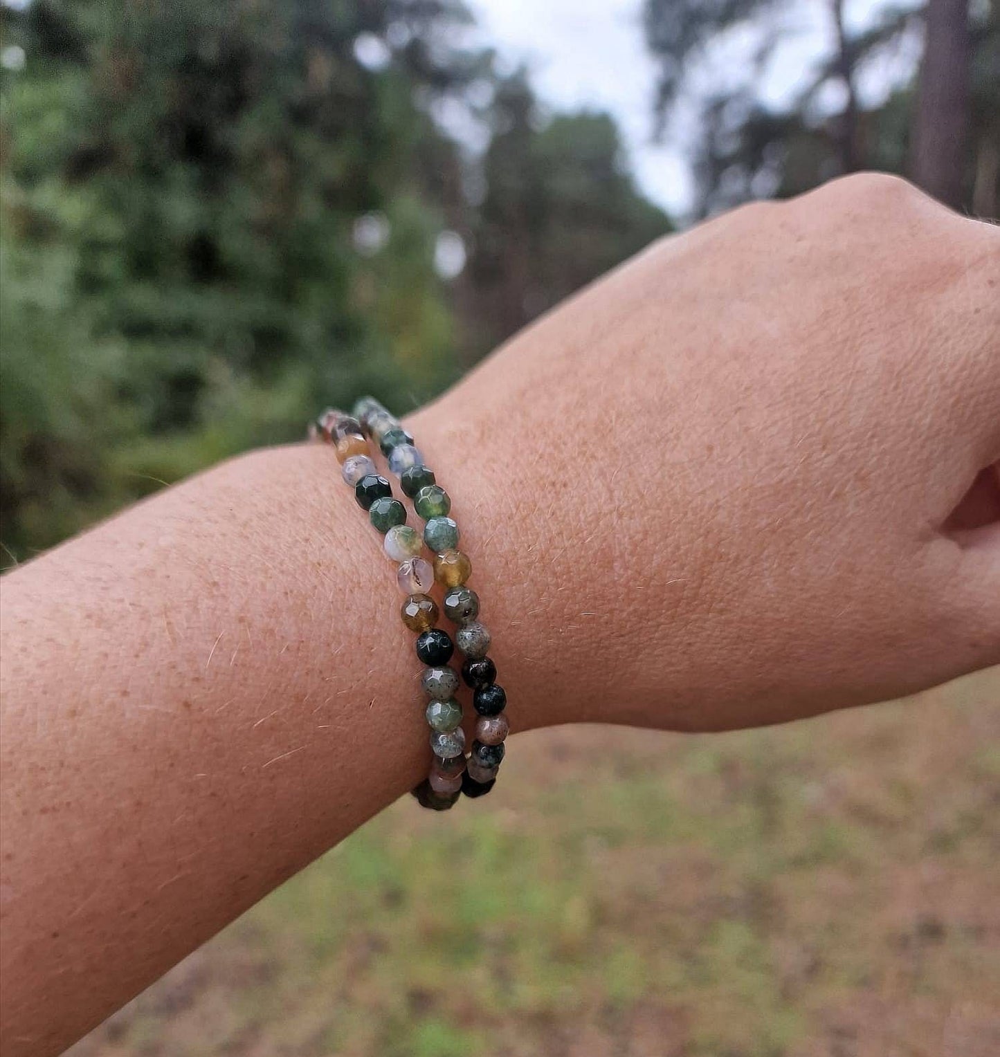 4mm Minimalist Indian Agate beaded bracelet