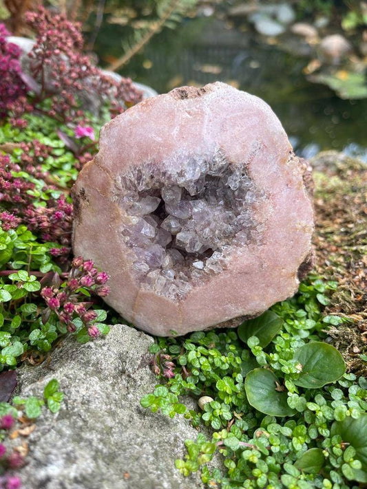 Large Natural Pink Amethyst polished raw crystal